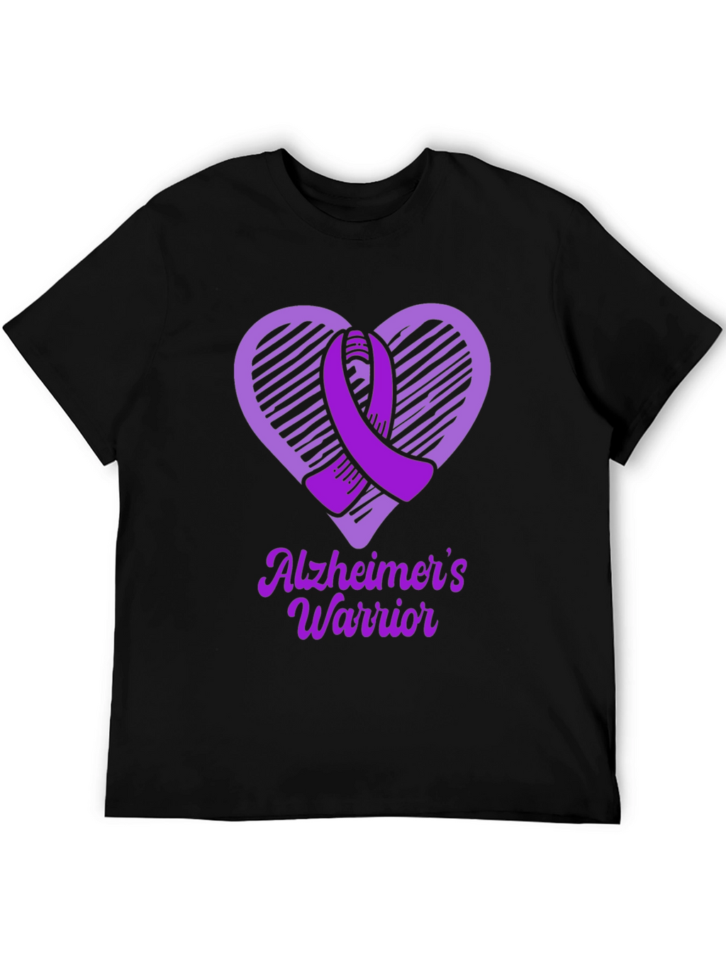 Alzheimers Warrior Awareness T-Shirt Purple Ribbon Heart
