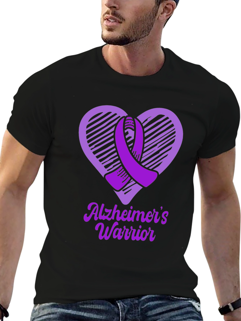 Alzheimers Warrior Awareness T-Shirt Purple Ribbon Heart