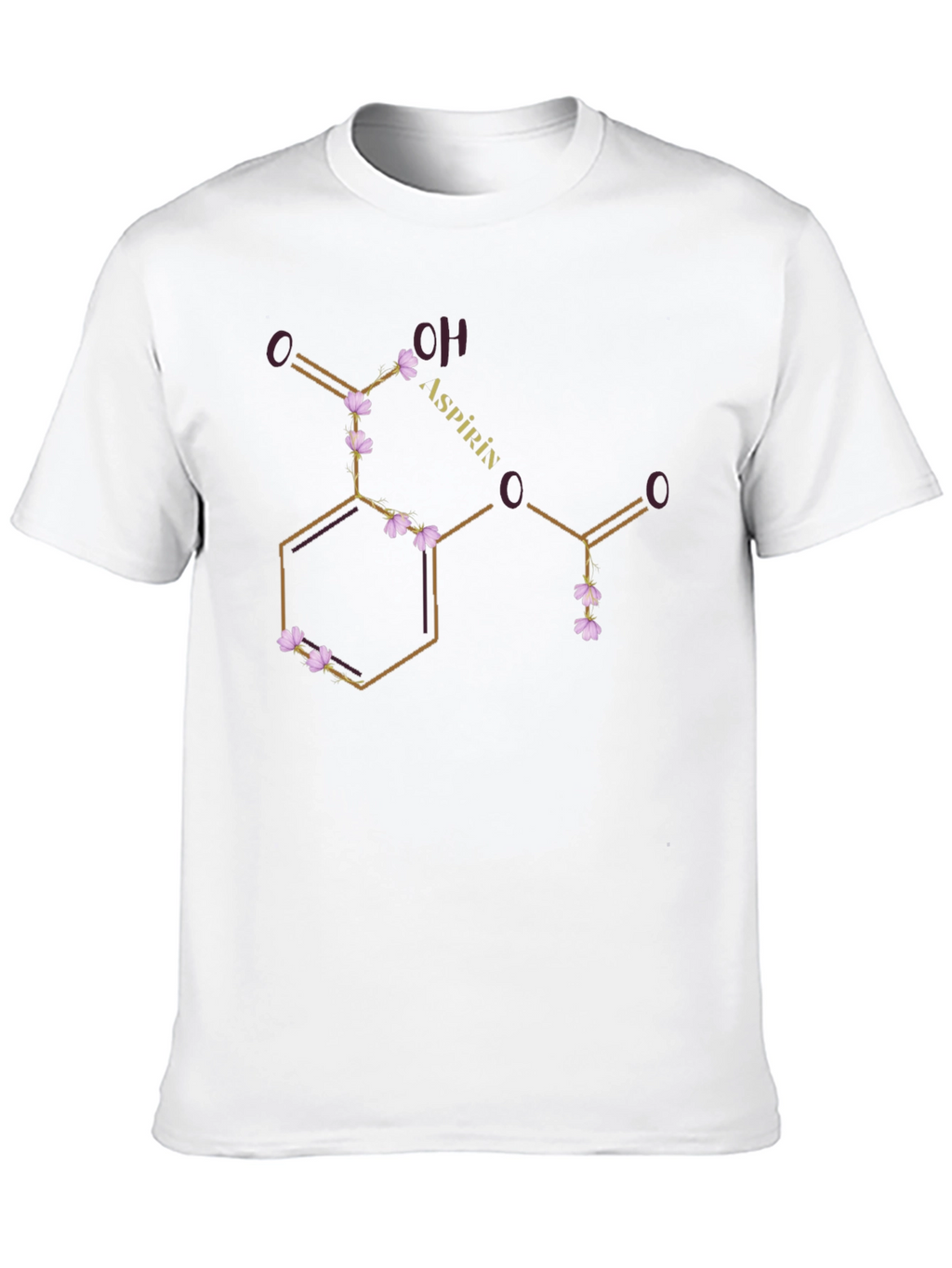 Aspirin Molecule T-Shirt - Floral Chemistry Design