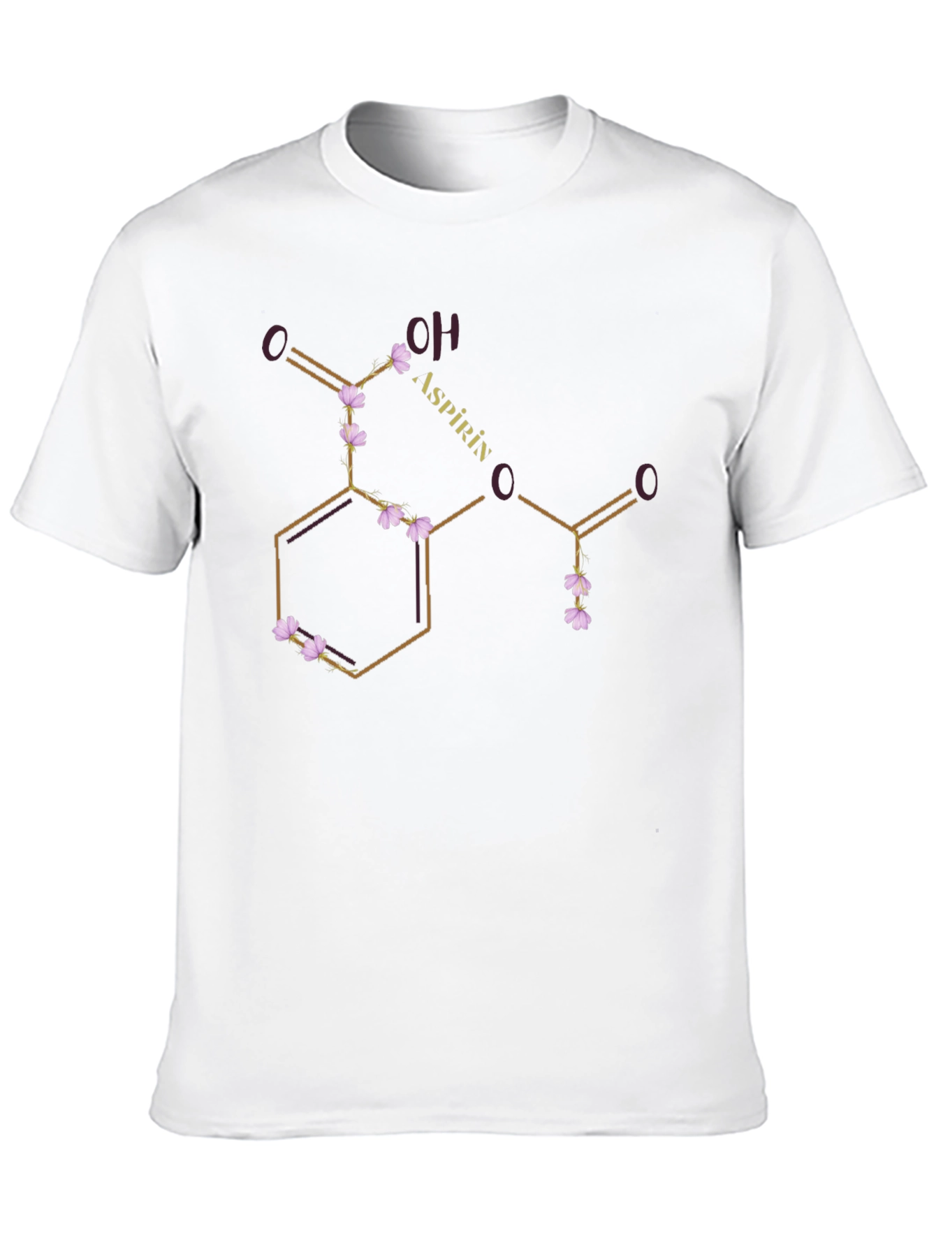 Aspirin Molecule T-Shirt - Floral Chemistry Design