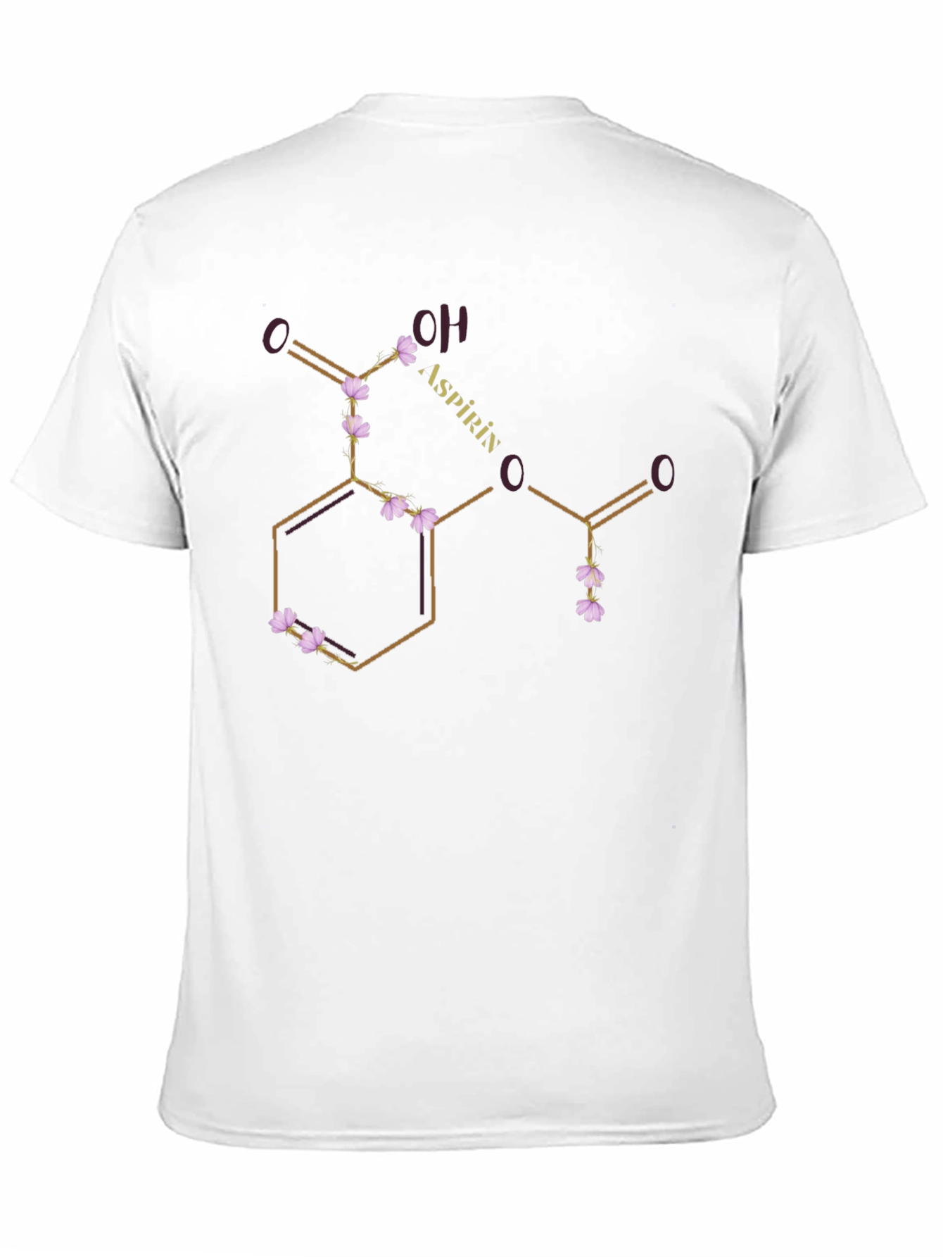 Aspirin Molecule T-Shirt - Floral Chemistry Design