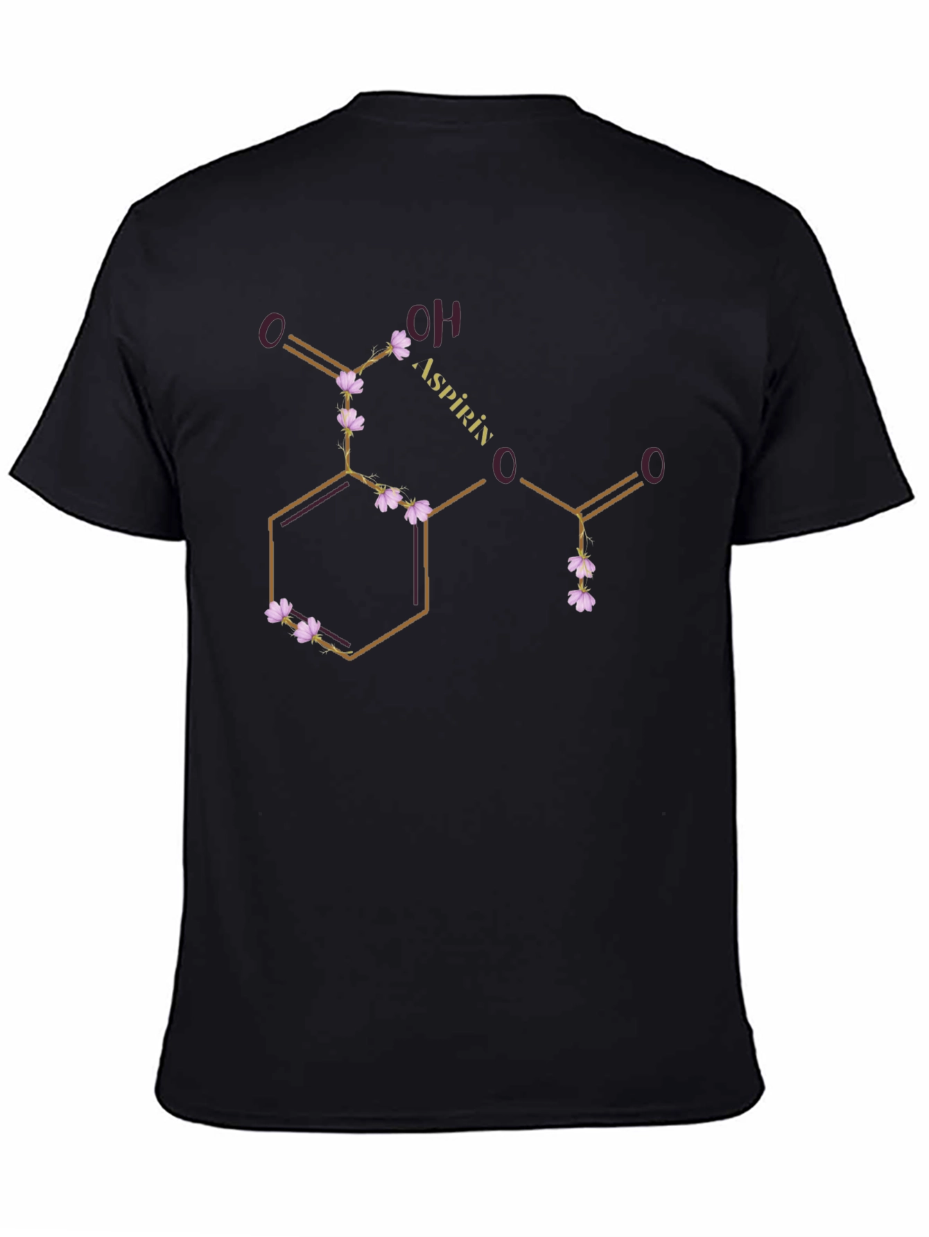 Aspirin Molecule T-Shirt - Floral Chemistry Design