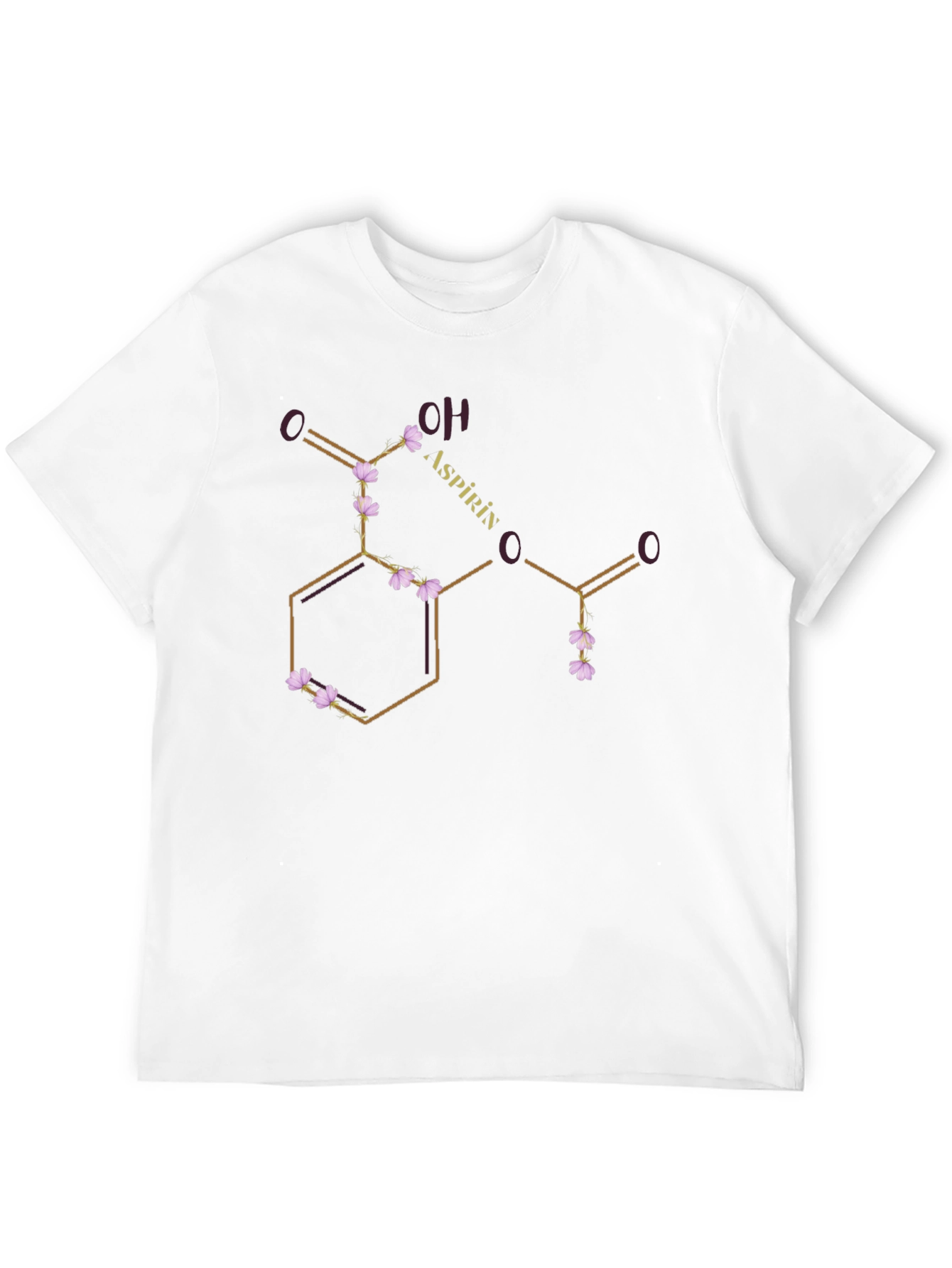 Aspirin Molecule T-Shirt - Floral Chemistry Design