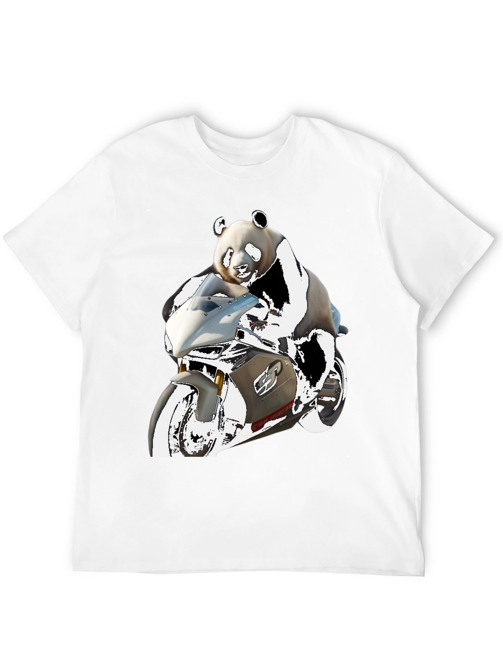 Panda Rider Black Tee - Motorbike Design