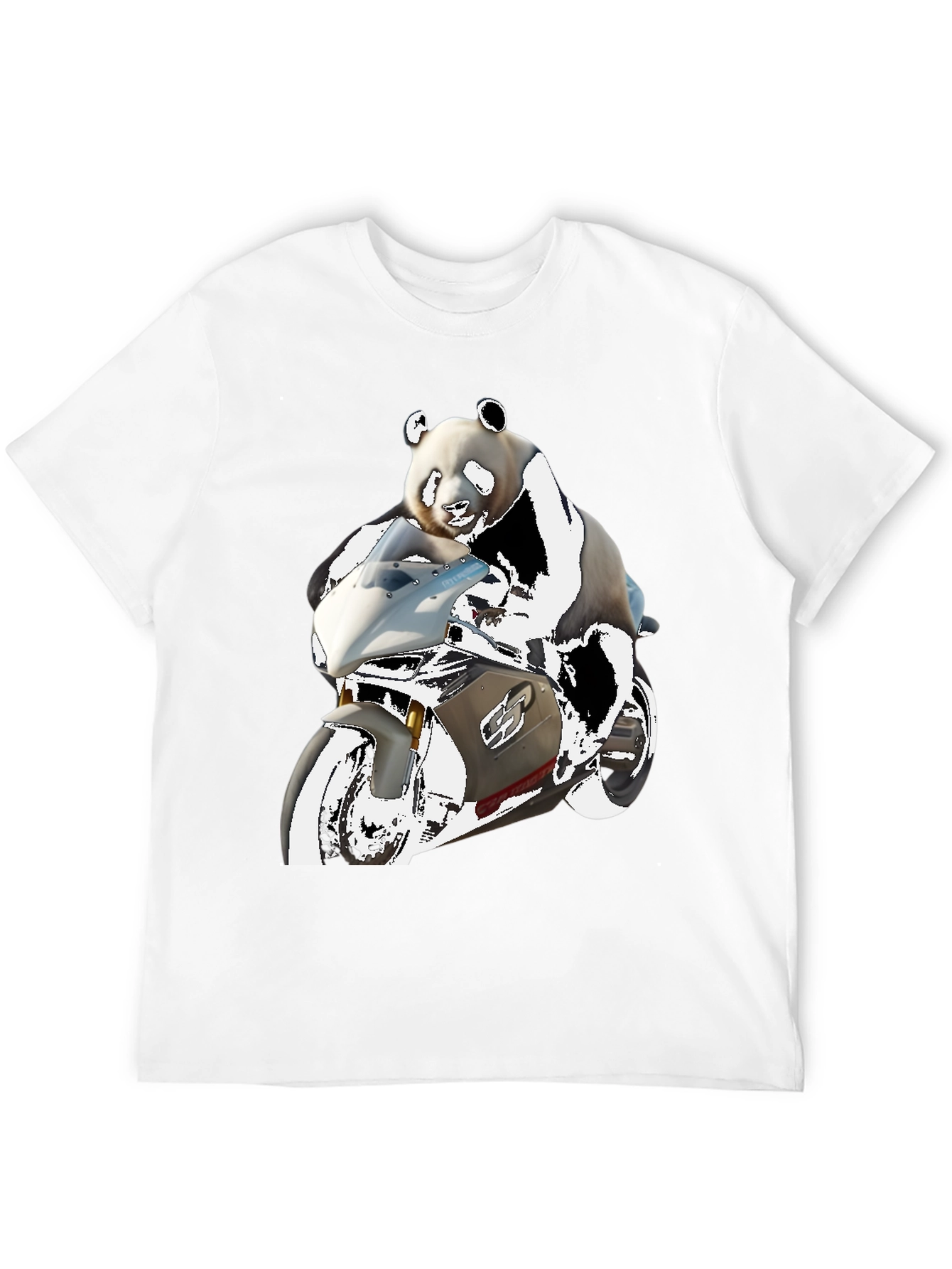 Panda Rider Black Tee - Motorbike Design