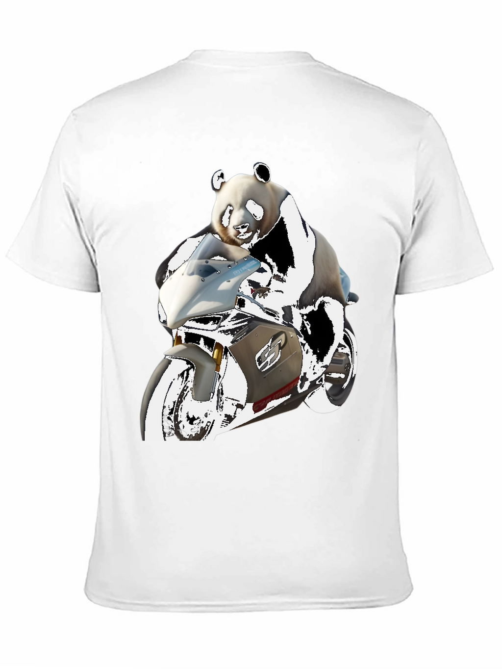 Panda Rider Black Tee - Motorbike Design