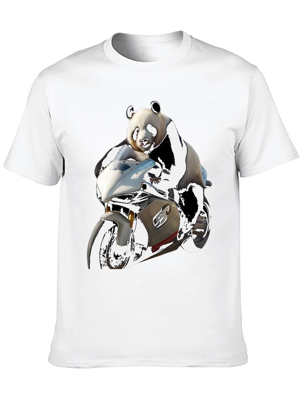 Panda Rider Black Tee - Motorbike Design