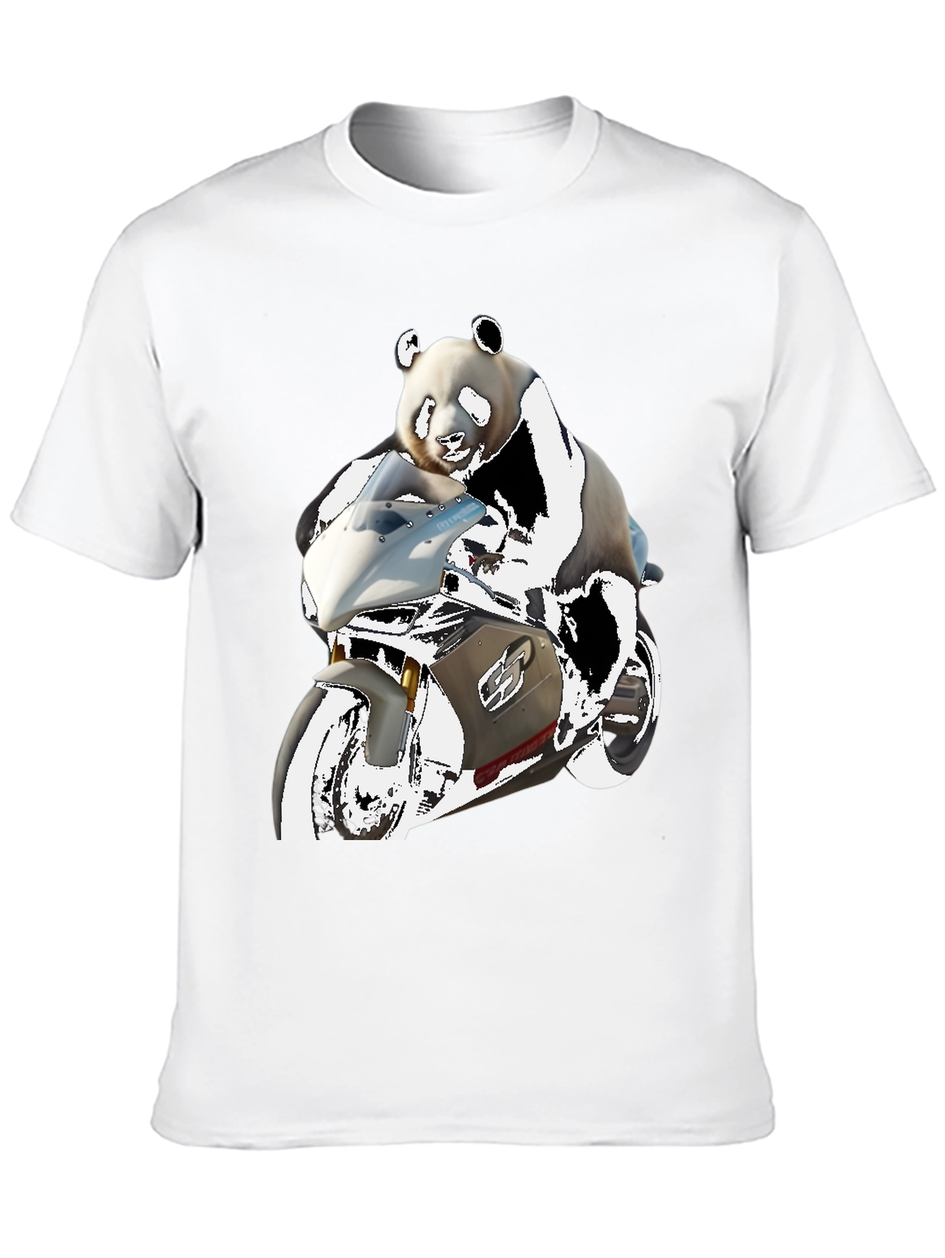 Panda Rider Black Tee - Motorbike Design