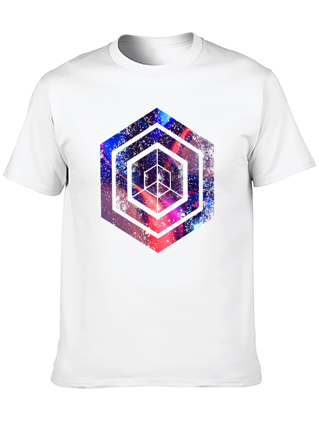 Abstract Hexagon Graphic Print Black T-Shirt