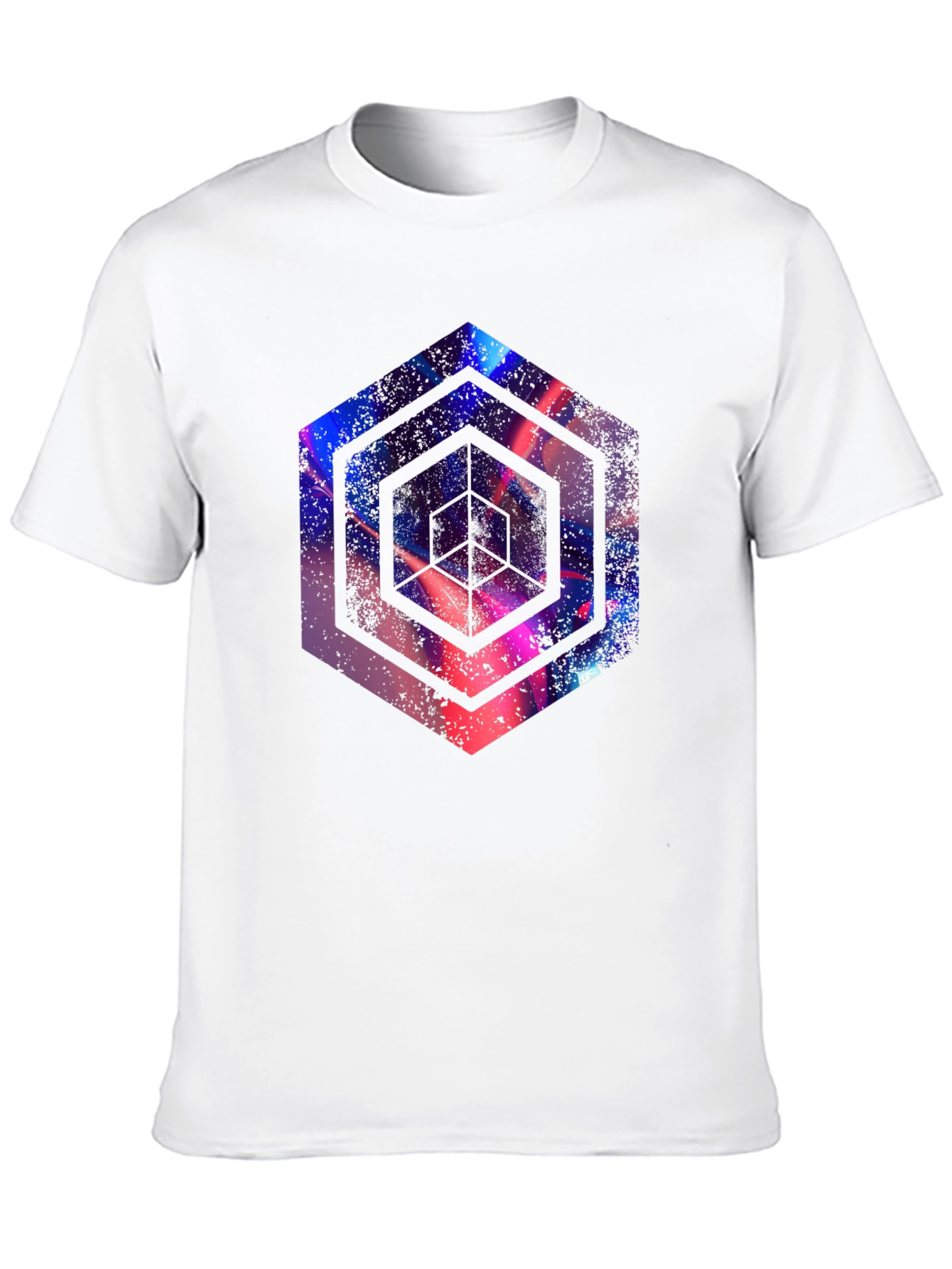 Abstract Hexagon Graphic Print Black T-Shirt