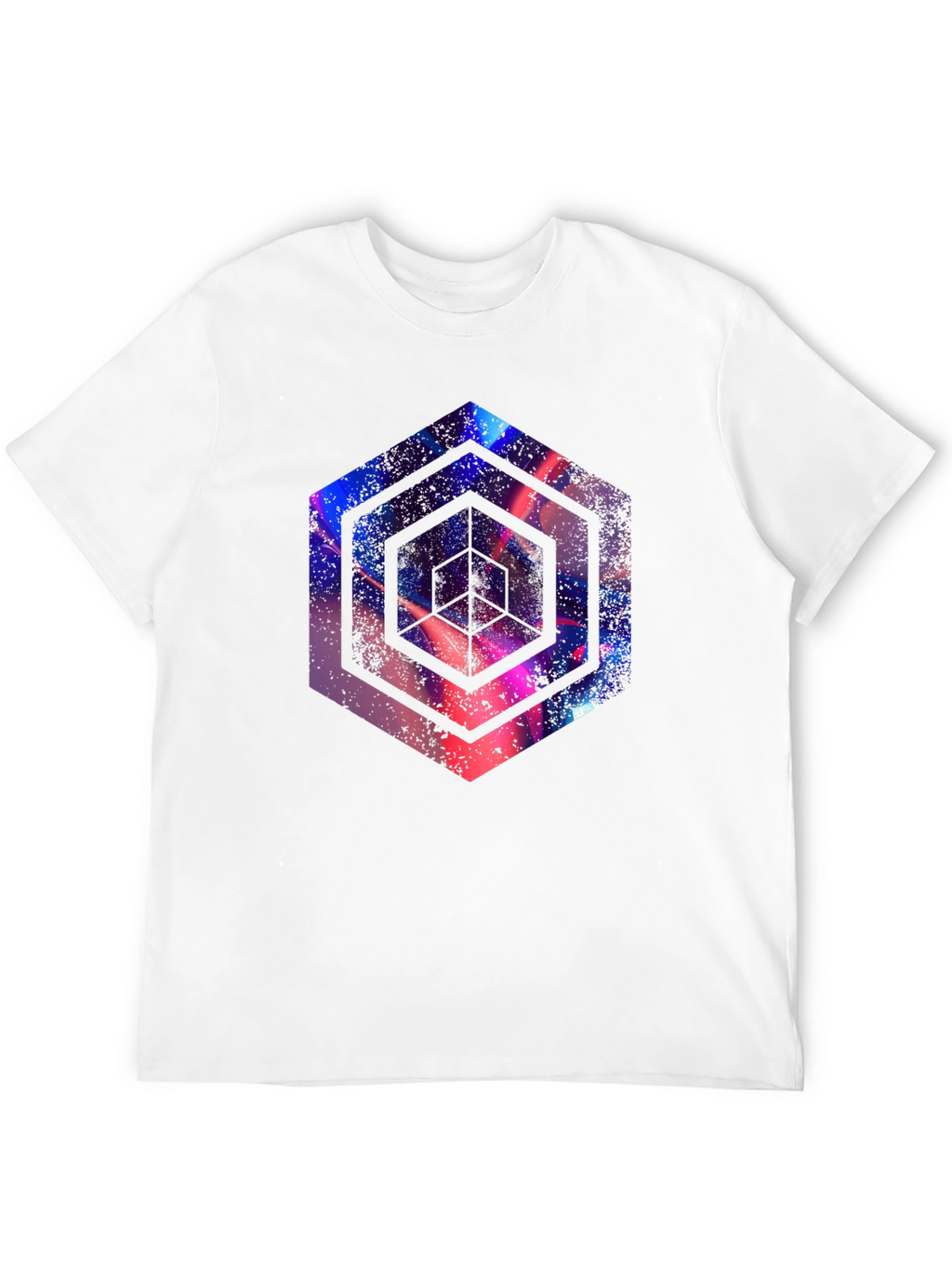 Abstract Hexagon Graphic Print Black T-Shirt