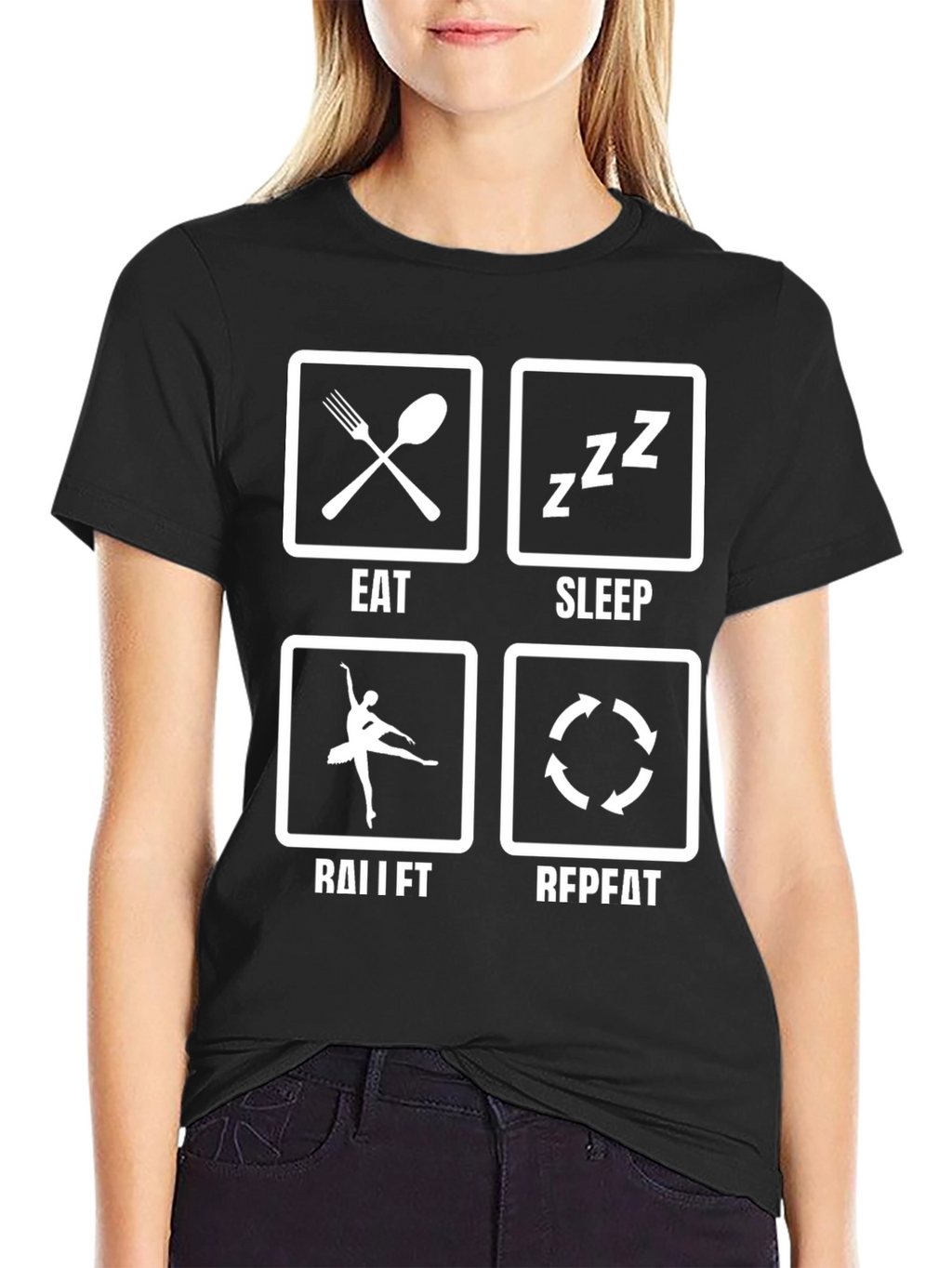 Eat Sleep Ballet Repeat Black T-Shirt