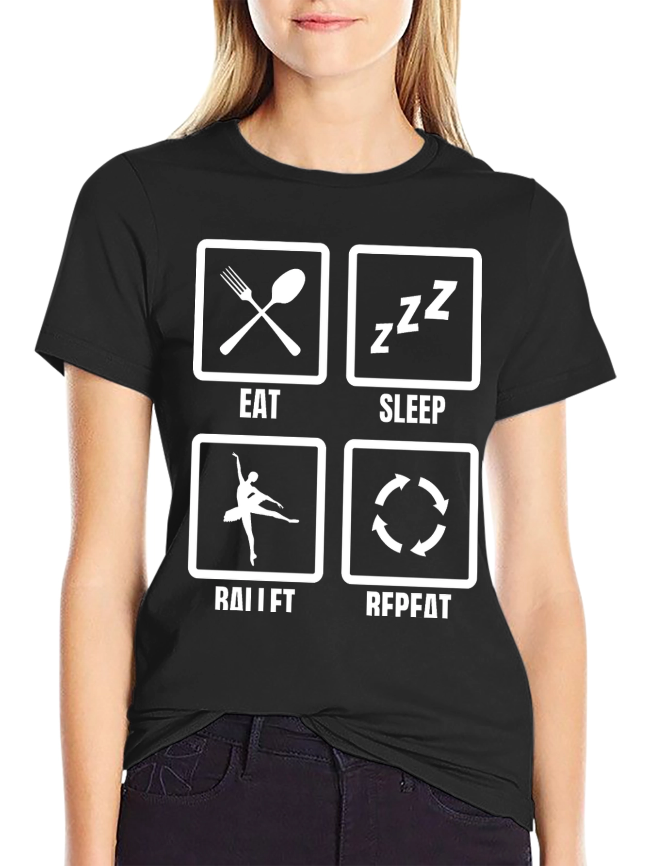 Eat Sleep Ballet Repeat Black T-Shirt