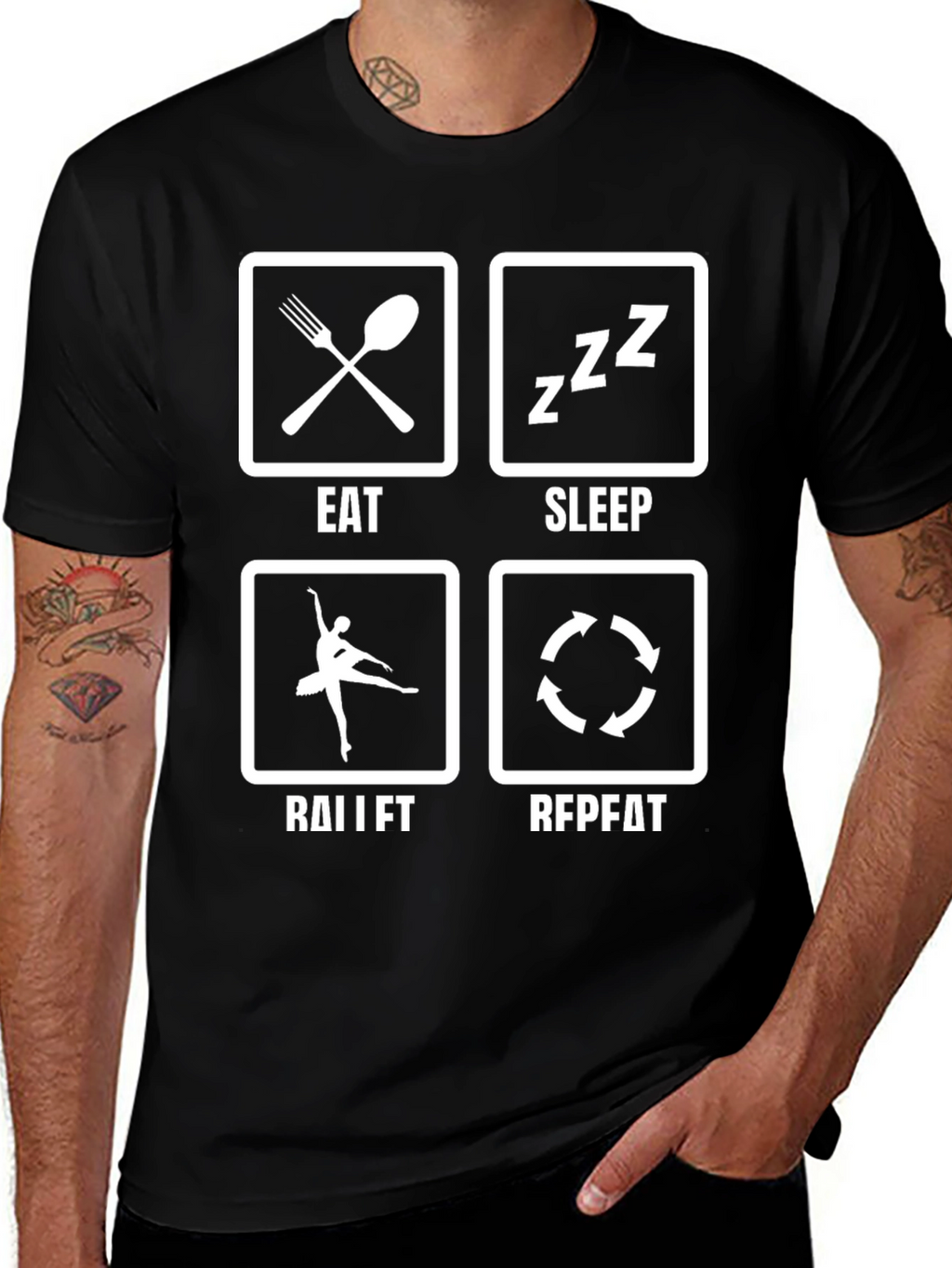 Eat Sleep Ballet Repeat Black T-Shirt