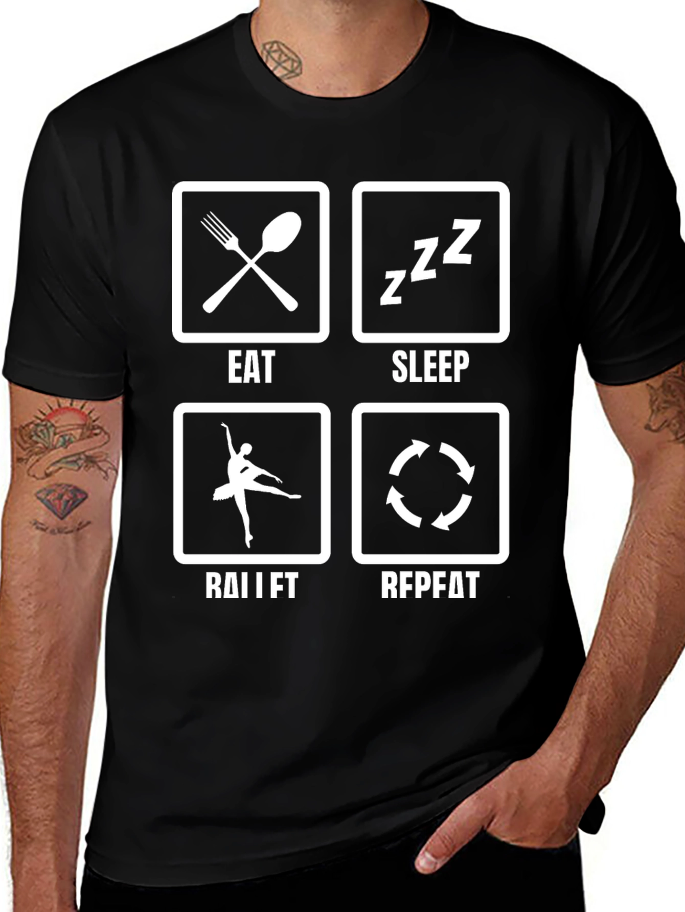 Eat Sleep Ballet Repeat Black T-Shirt