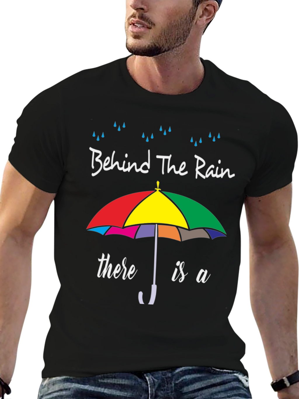 Behind The Rain Umbrella Graphic T-Shirt