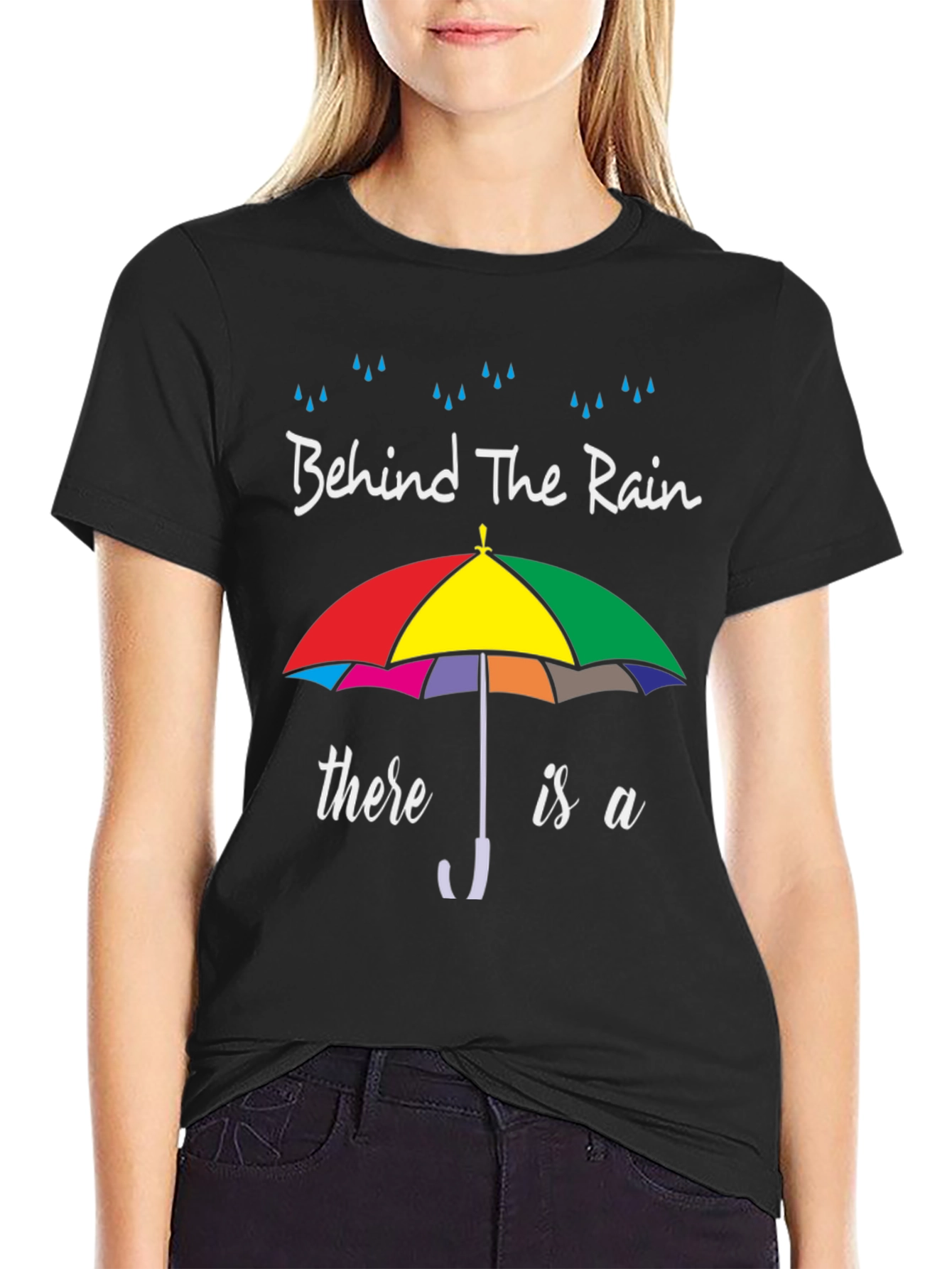 Behind The Rain Umbrella Graphic T-Shirt