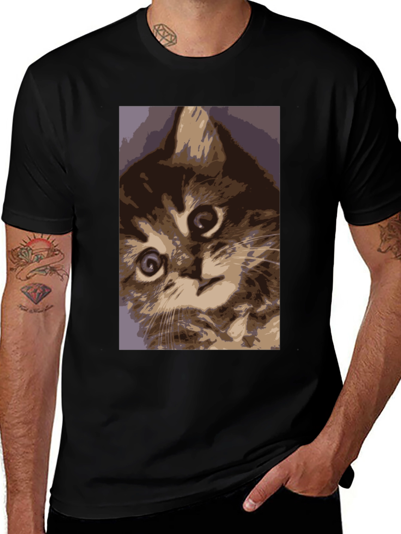 Curious Kitten Graphic Tee - Soft Cotton Comfort