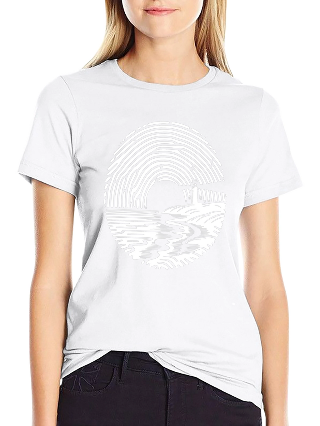 Fingerprint Lighthouse Graphic T-Shirt