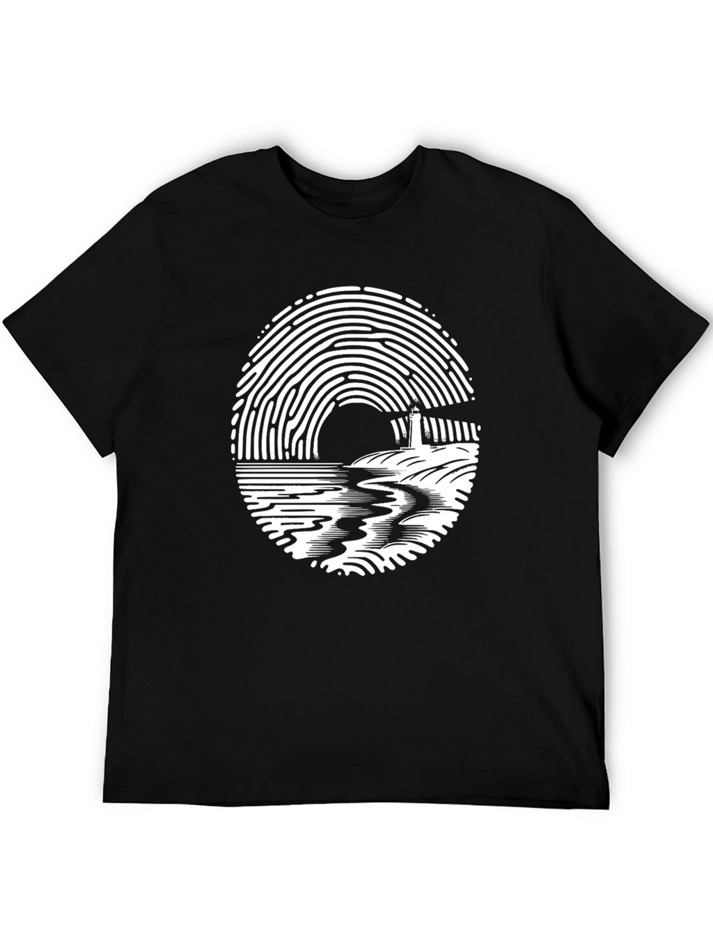 Fingerprint Lighthouse Graphic T-Shirt