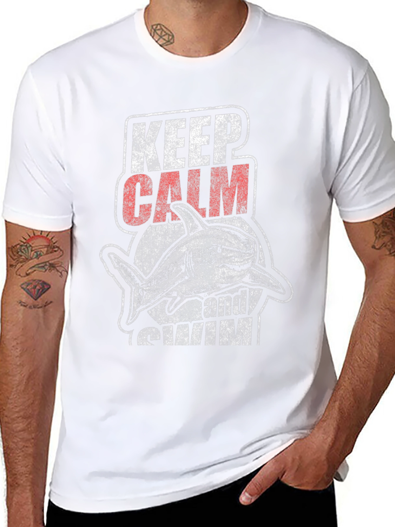 Keep Calm and Swim Shark Graphic T-Shirt