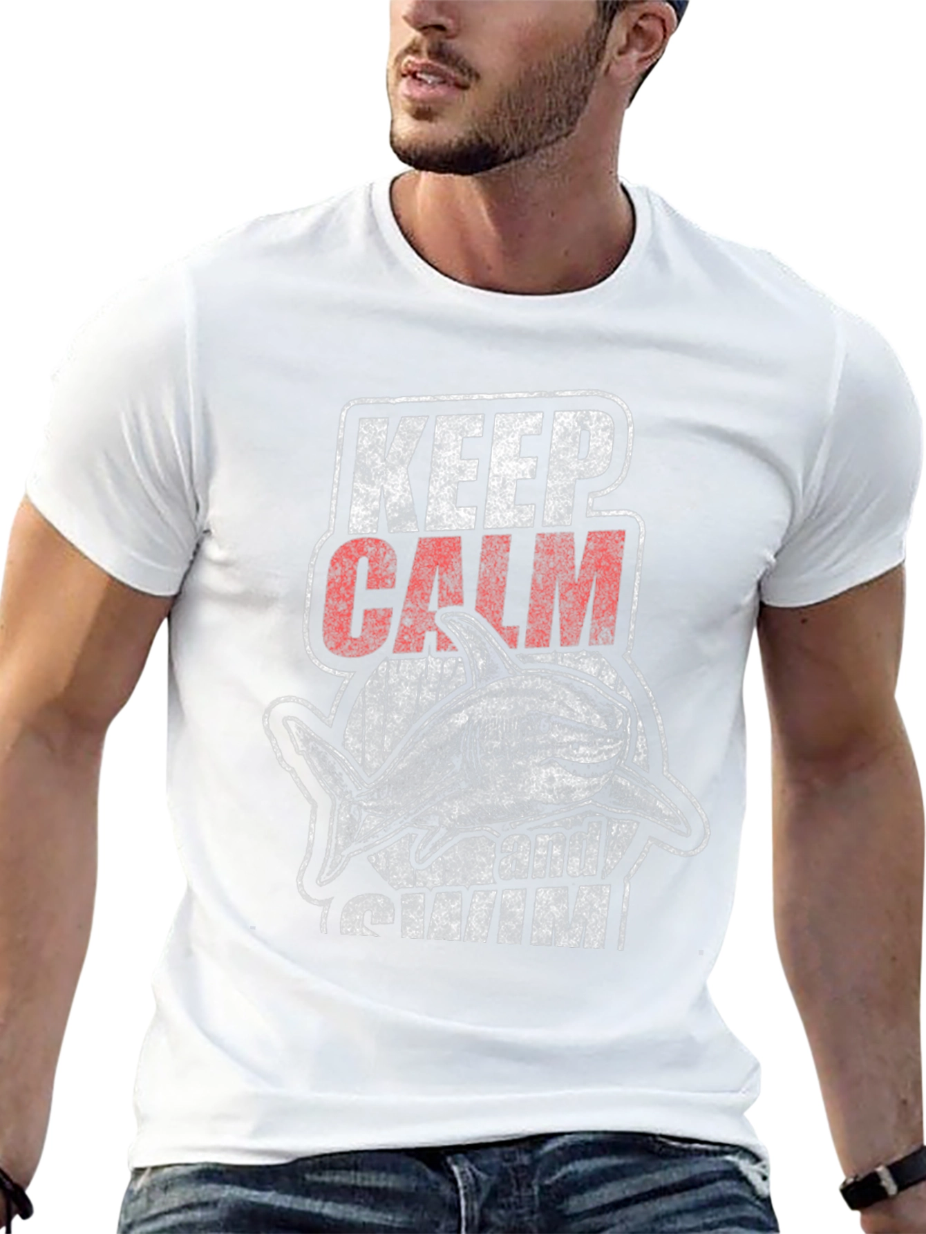 Keep Calm and Swim Shark Graphic T-Shirt