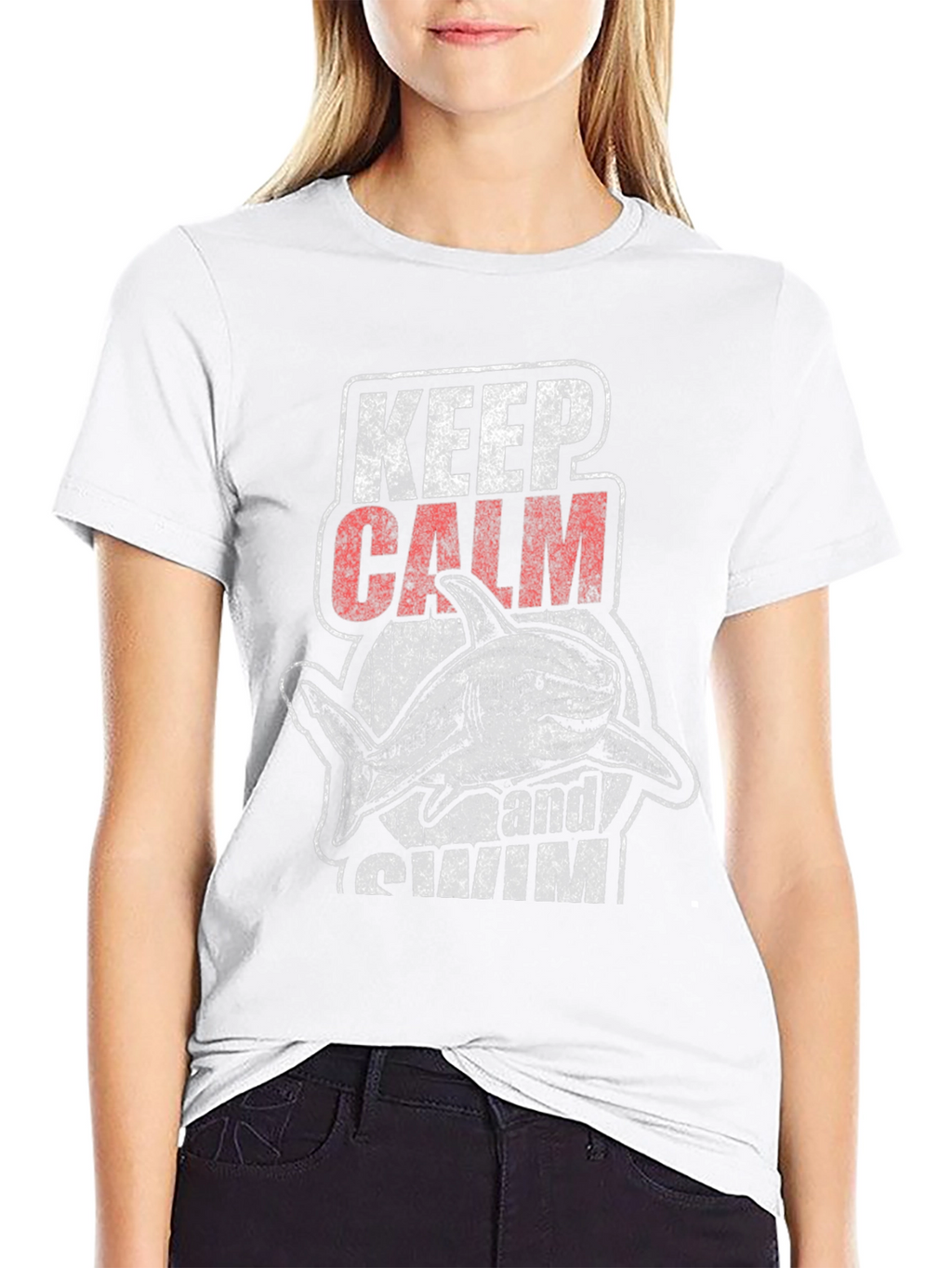 Keep Calm and Swim Shark Graphic T-Shirt