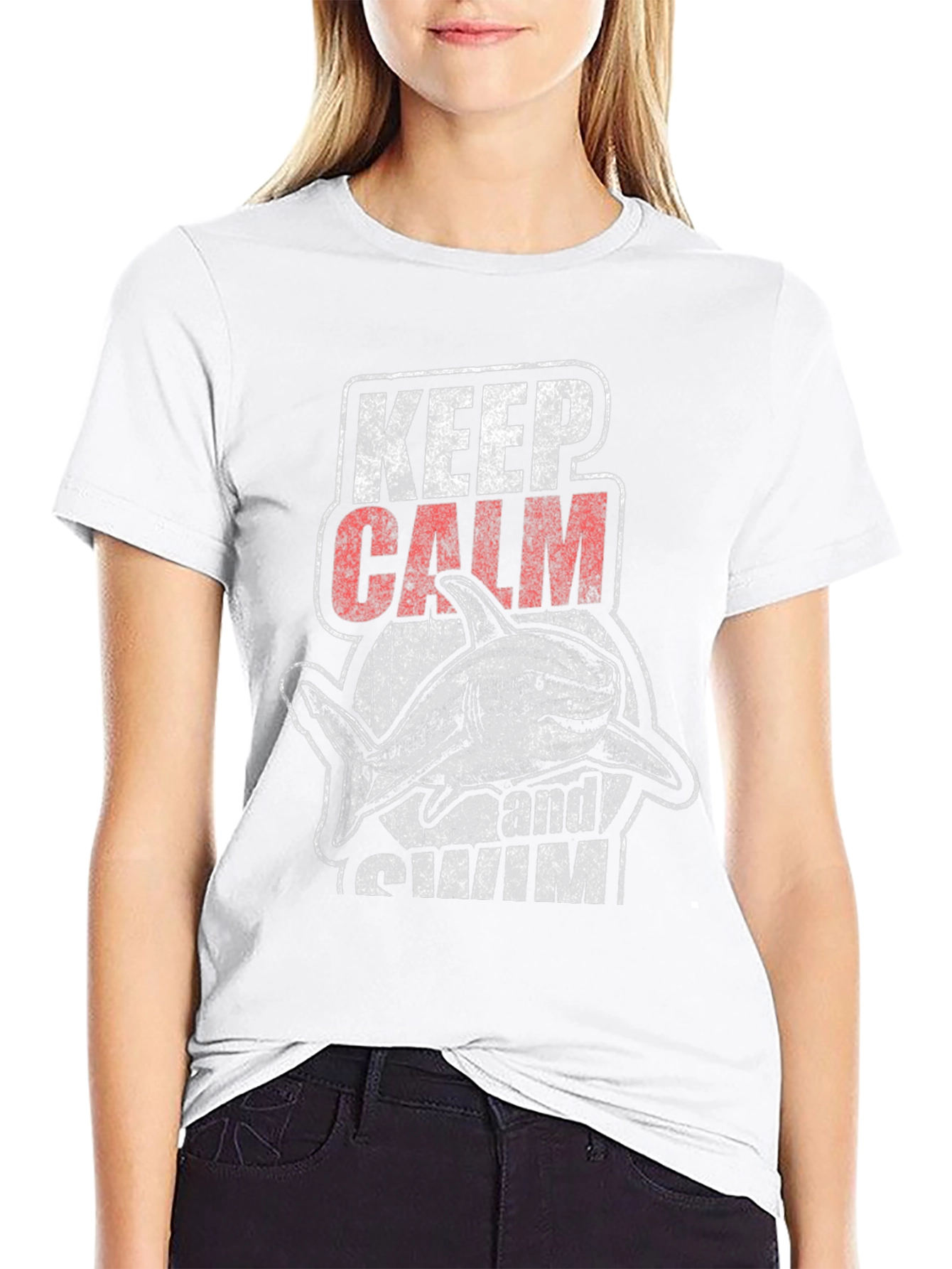 Keep Calm and Swim Shark Graphic T-Shirt