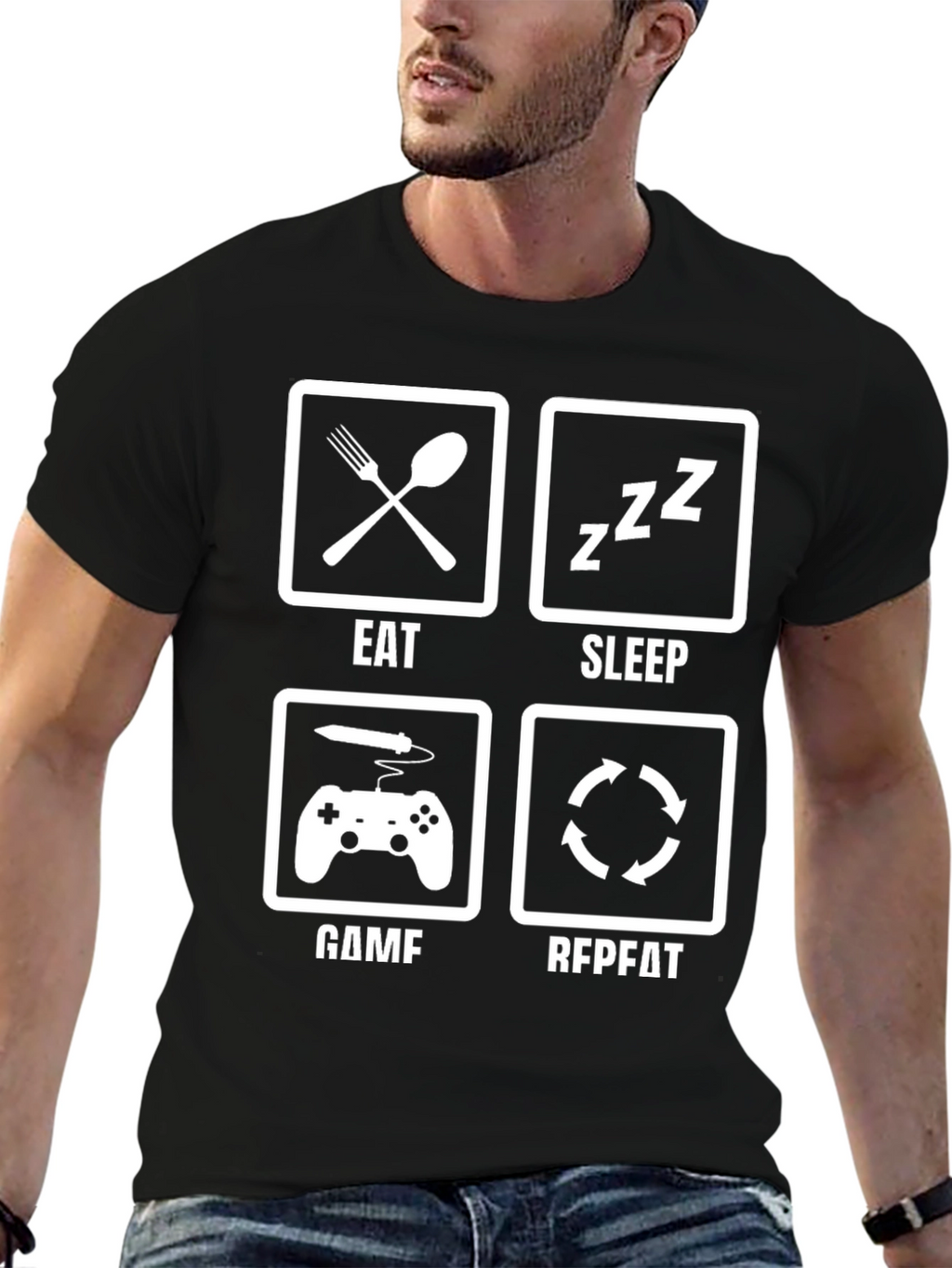 Eat Sleep Game Repeat T-Shirt Gamer Life