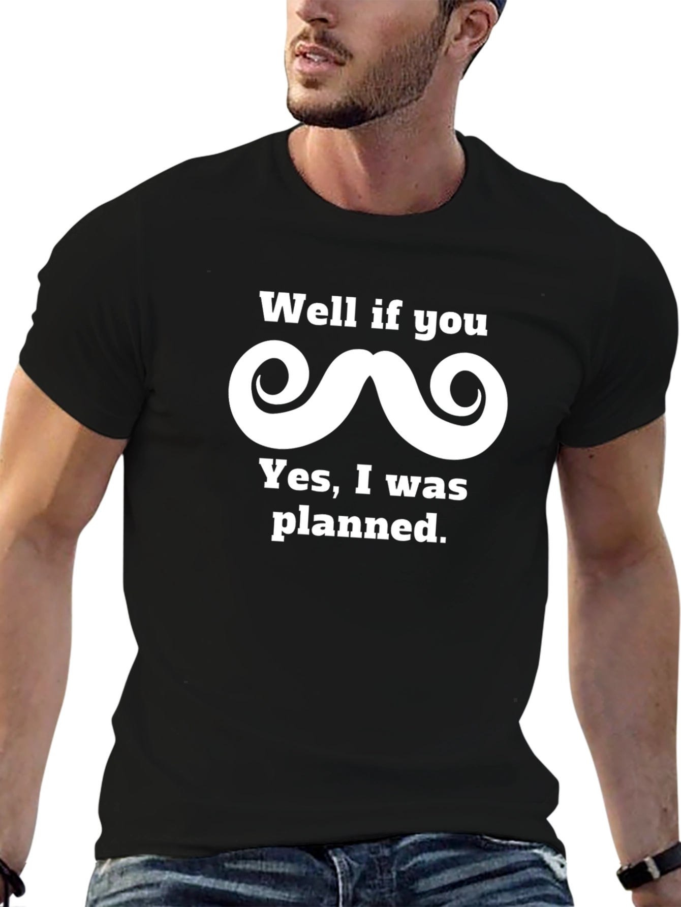 Funny Planned Mustache Graphic Tee