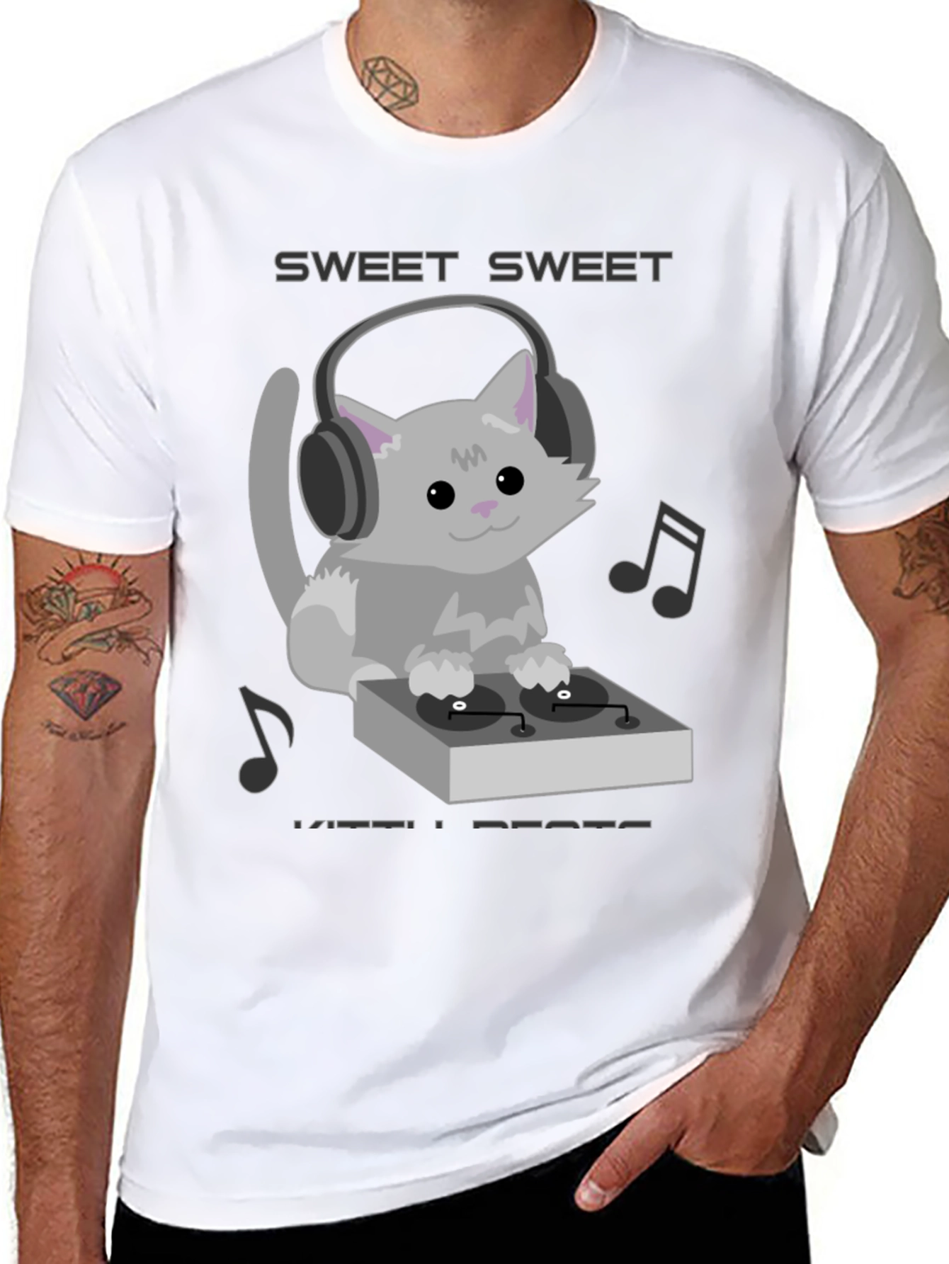 Sweet Beats Cat DJ Graphic Tee - Music Lovers T-Shirt