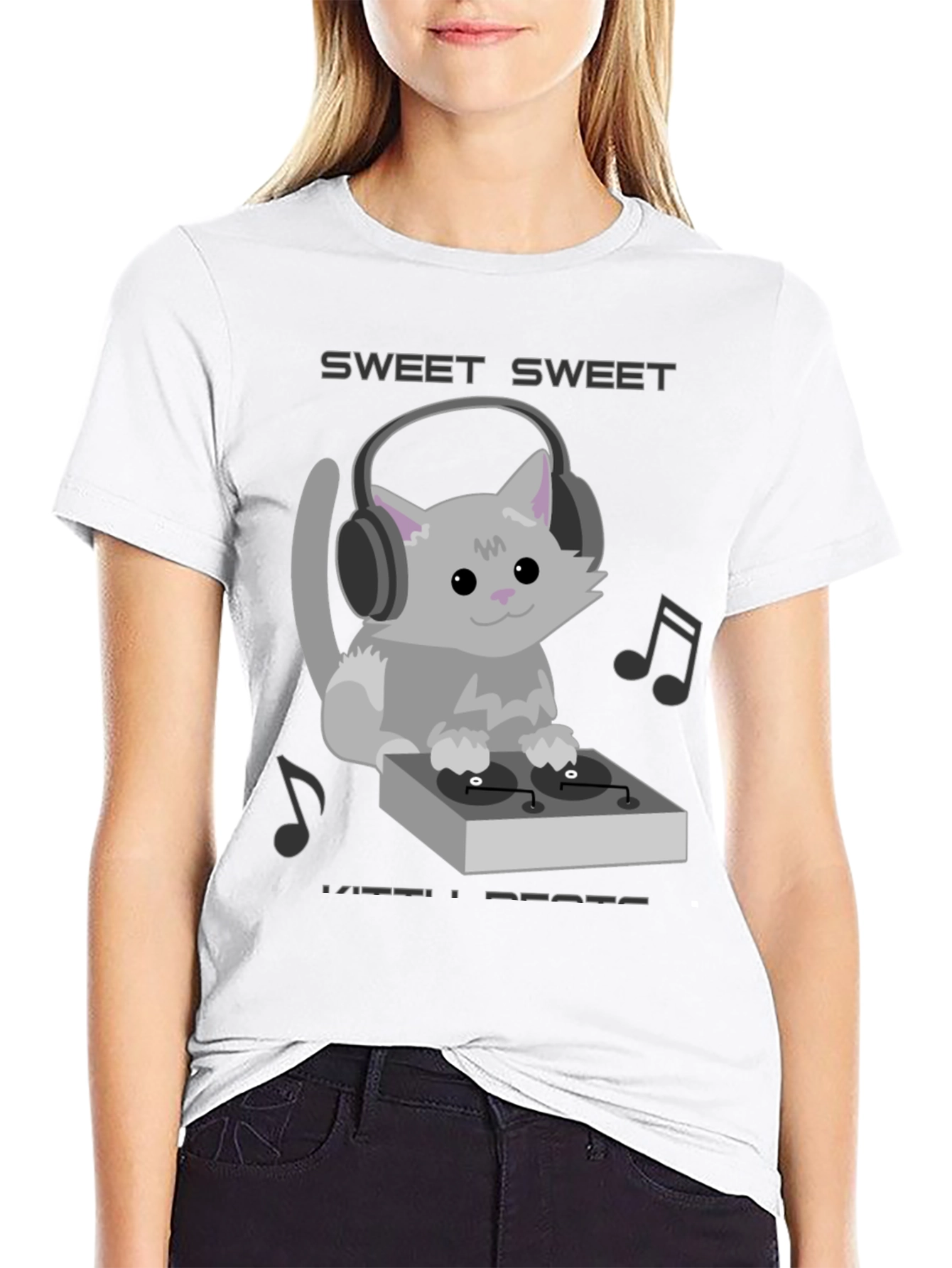 Sweet Beats Cat DJ Graphic Tee - Music Lovers T-Shirt