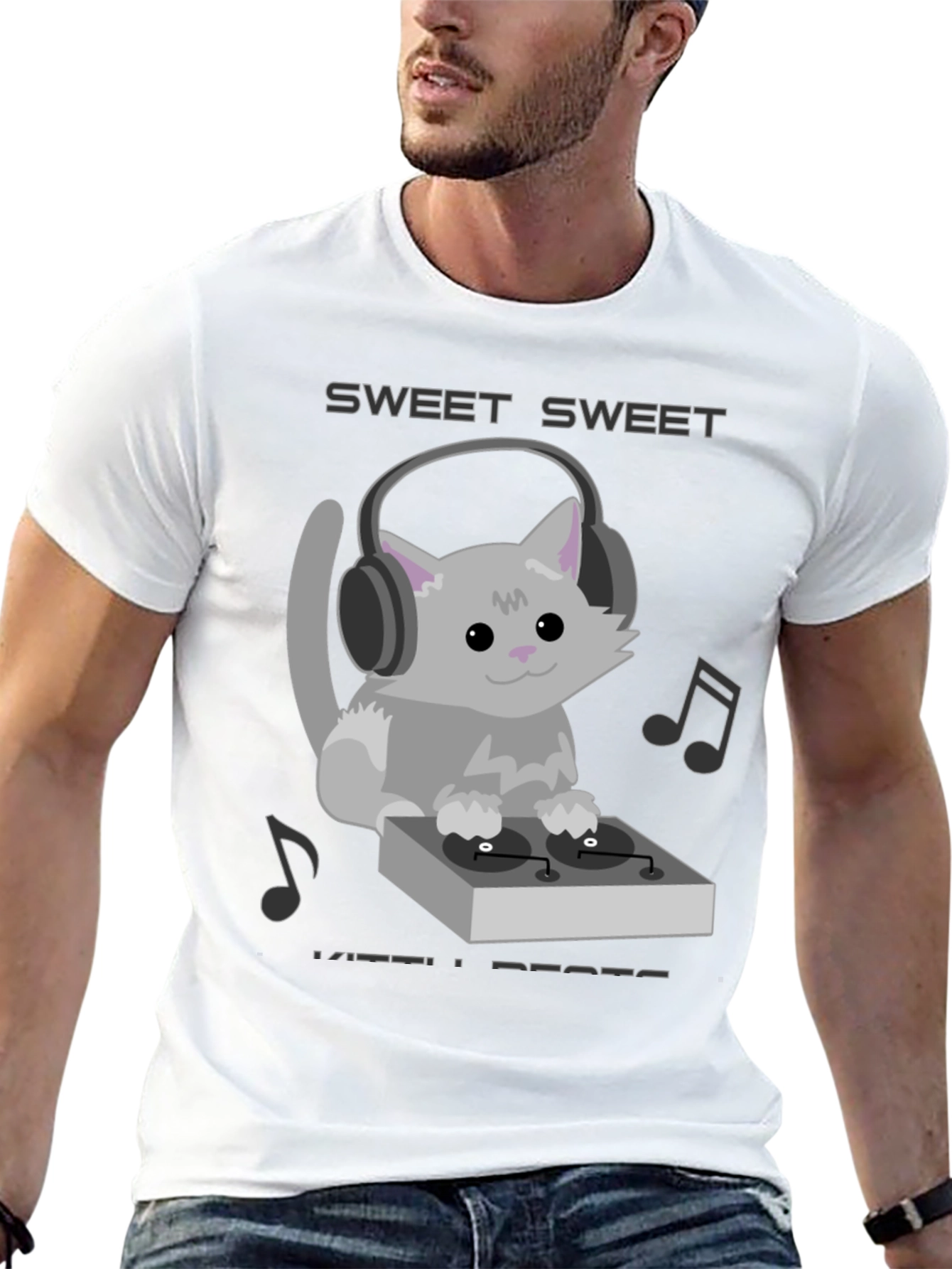 Sweet Beats Cat DJ Graphic Tee - Music Lovers T-Shirt