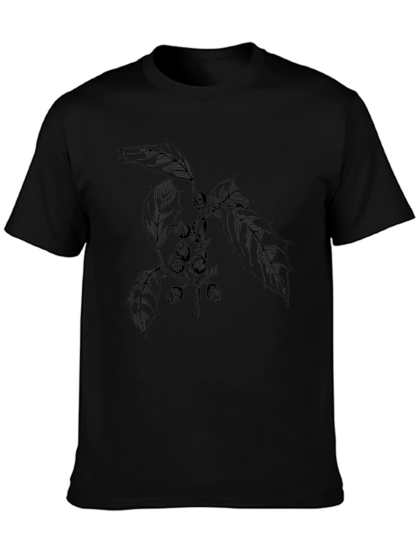 Botanical Print Black T-Shirt