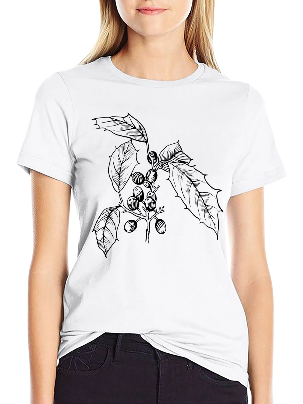 Botanical Print Black T-Shirt