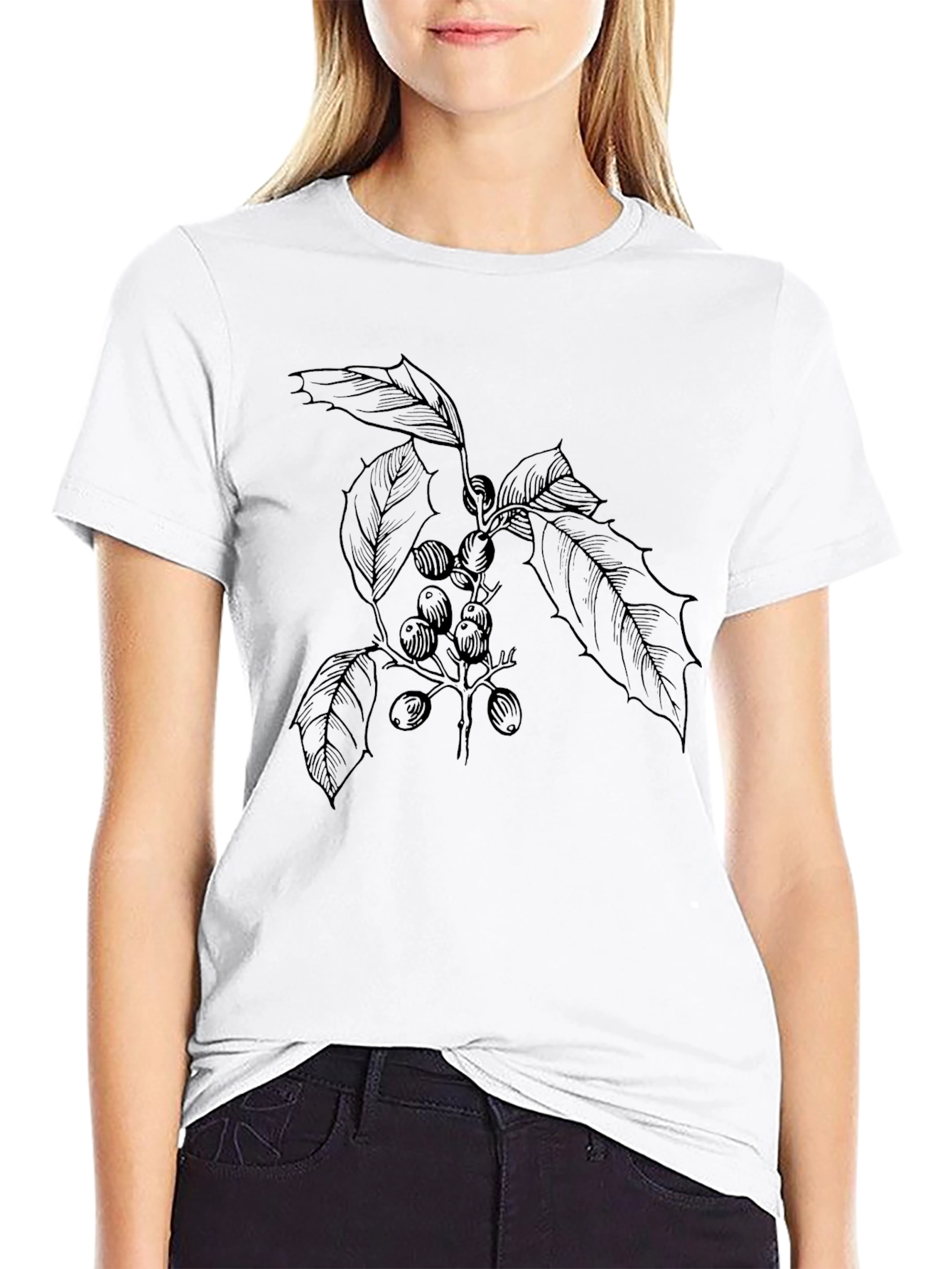 Botanical Print Black T-Shirt