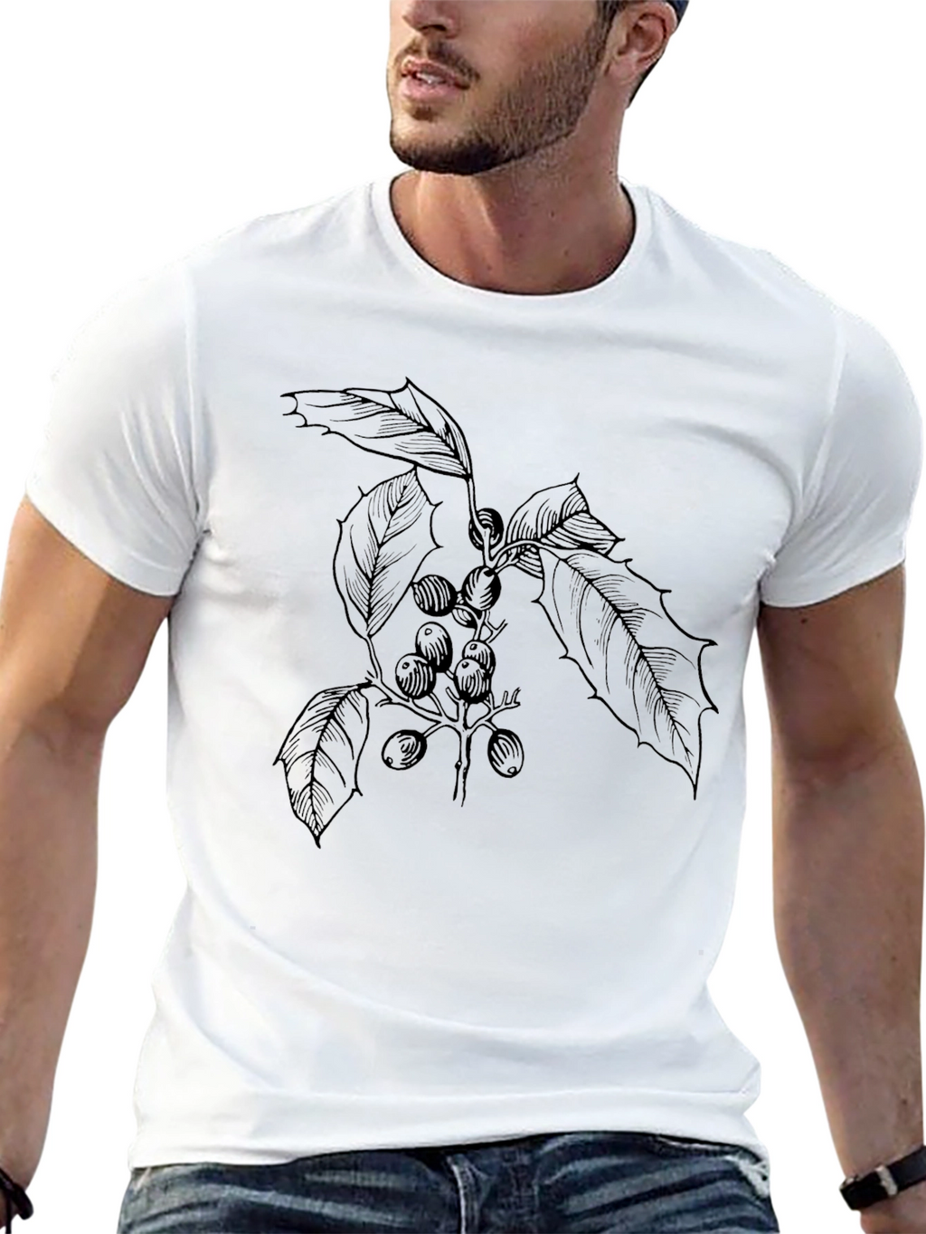 Botanical Print Black T-Shirt