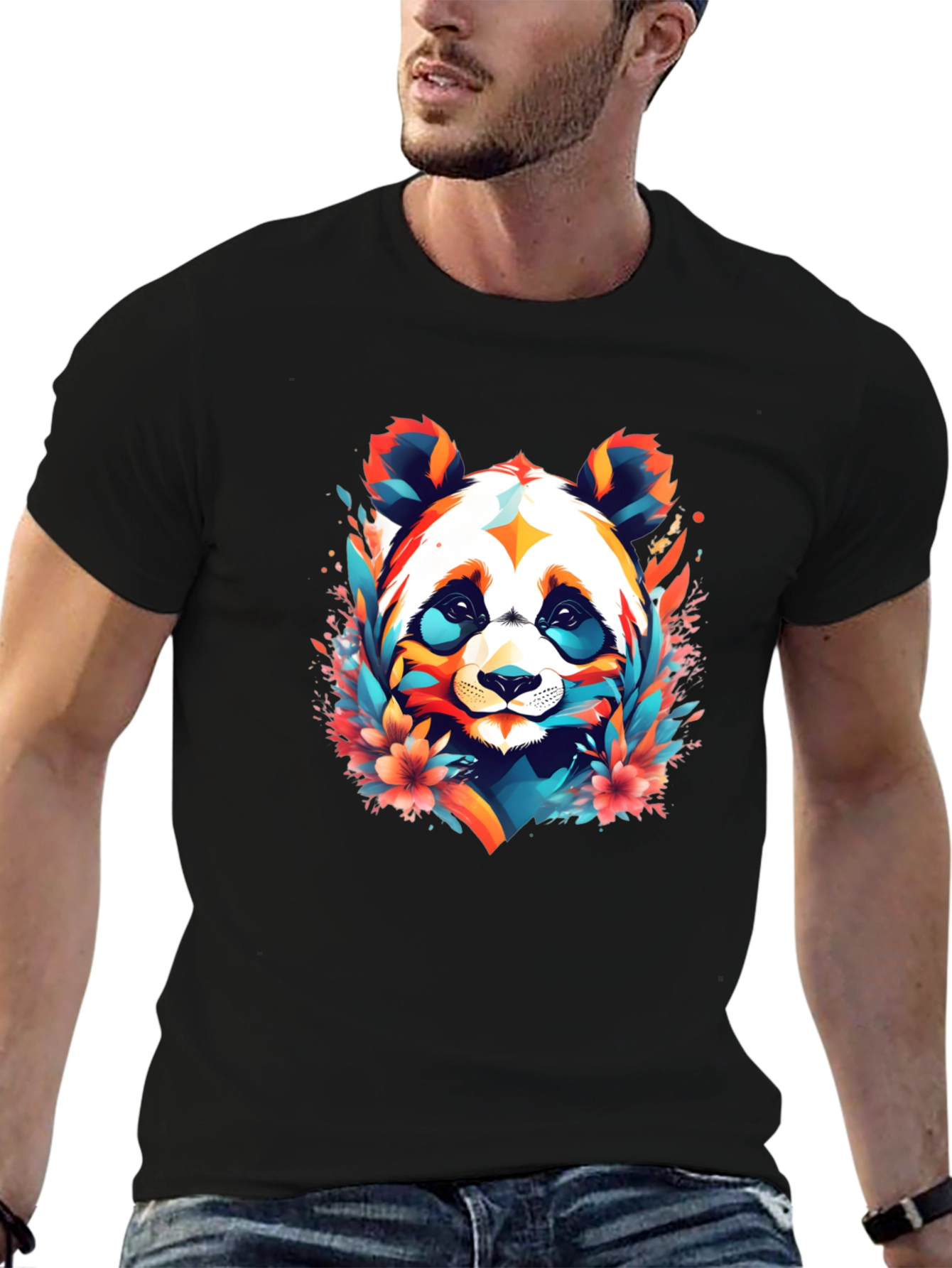 Vibrant Panda Graphic Tee - Colorful Panda Design