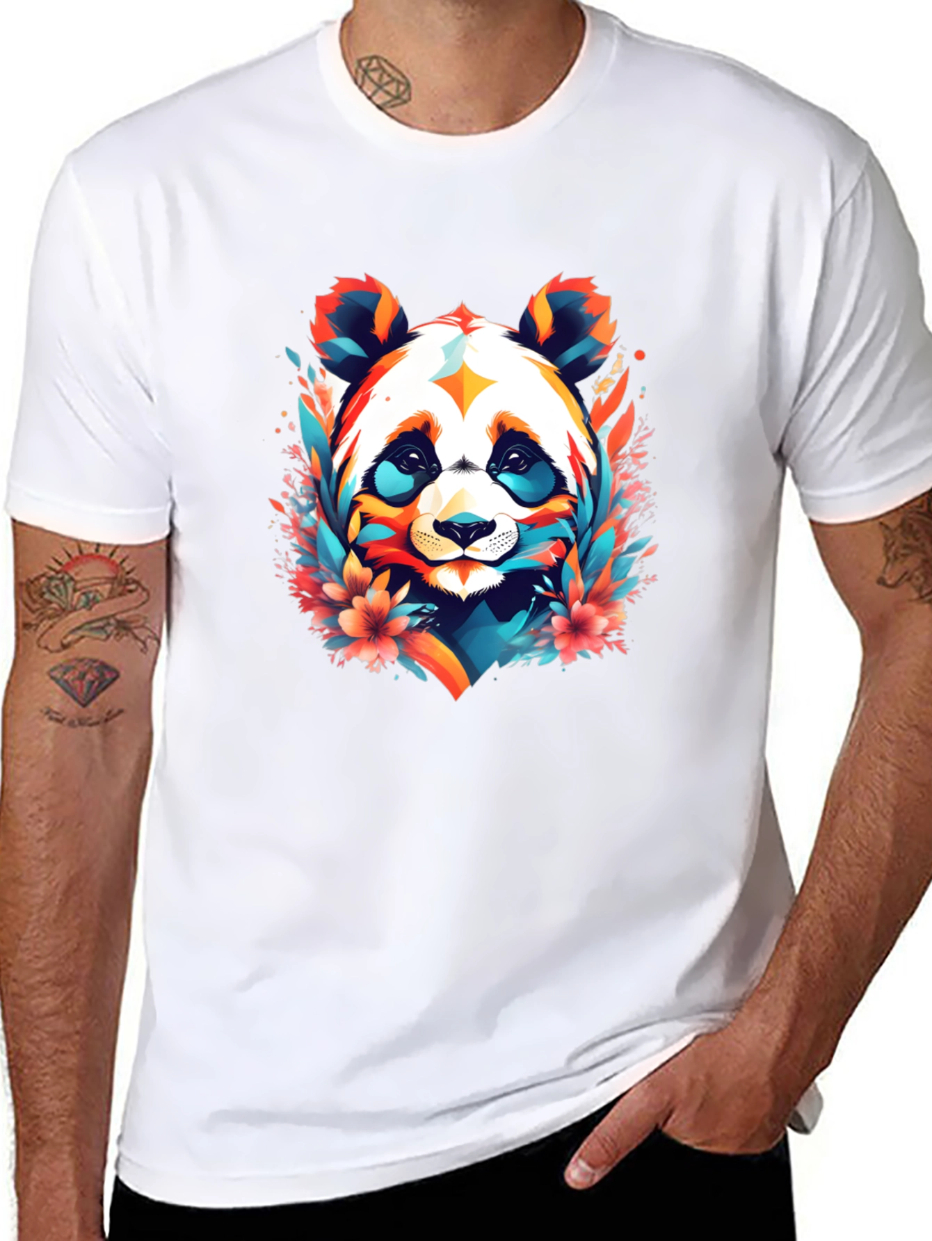 Vibrant Panda Graphic Tee - Colorful Panda Design
