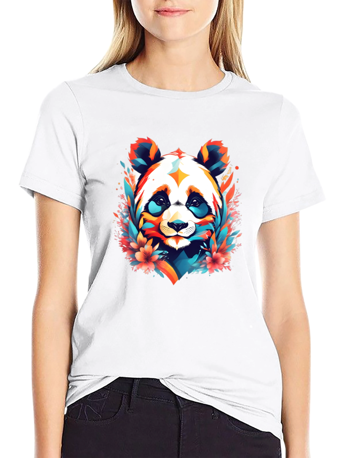 Vibrant Panda Graphic Tee - Colorful Panda Design