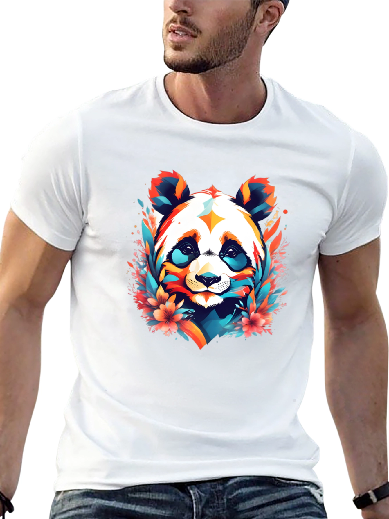 Vibrant Panda Graphic Tee - Colorful Panda Design