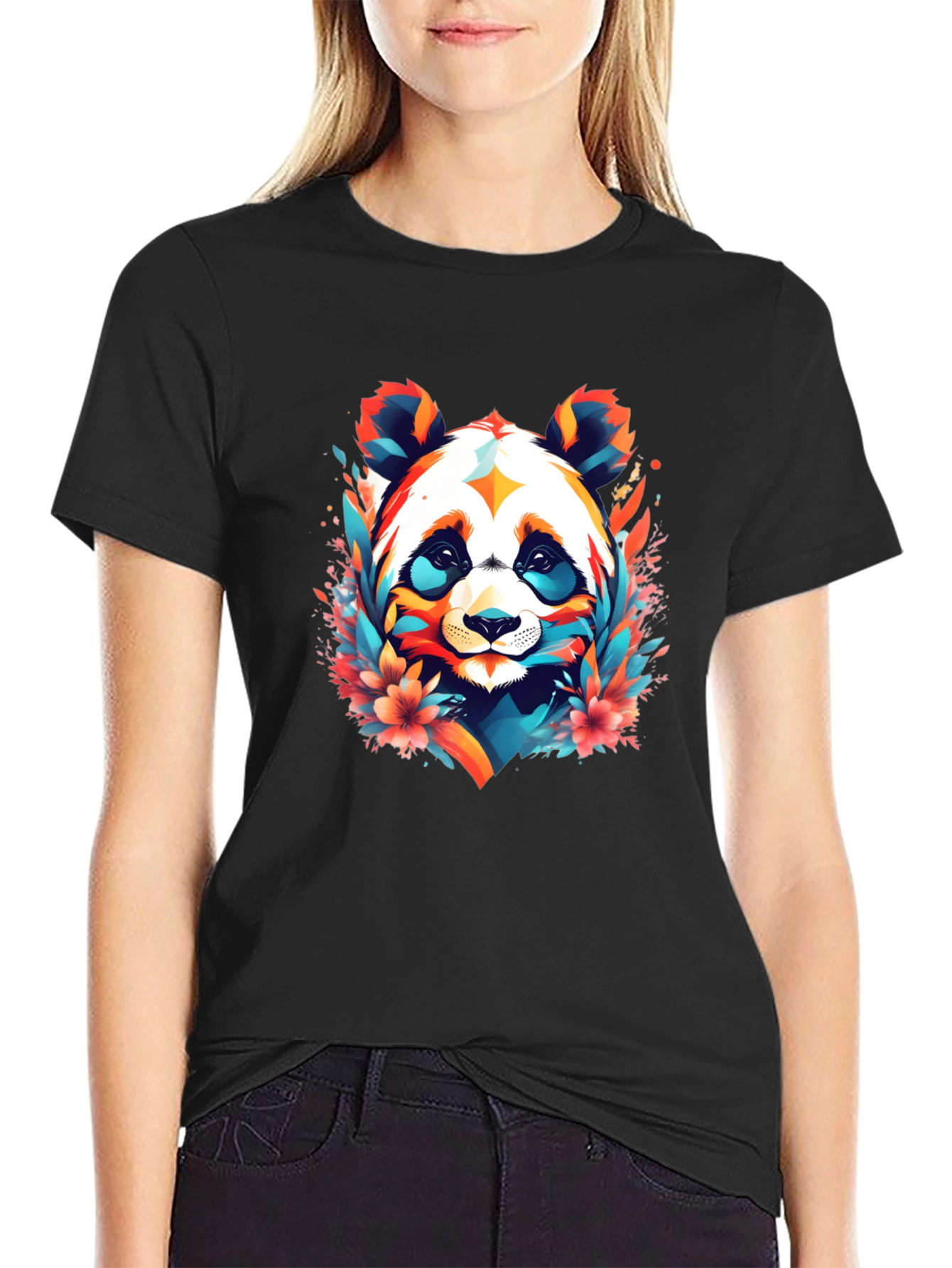 Vibrant Panda Graphic Tee - Colorful Panda Design