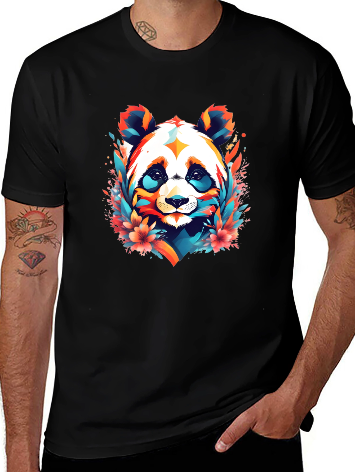 Vibrant Panda Graphic Tee - Colorful Panda Design