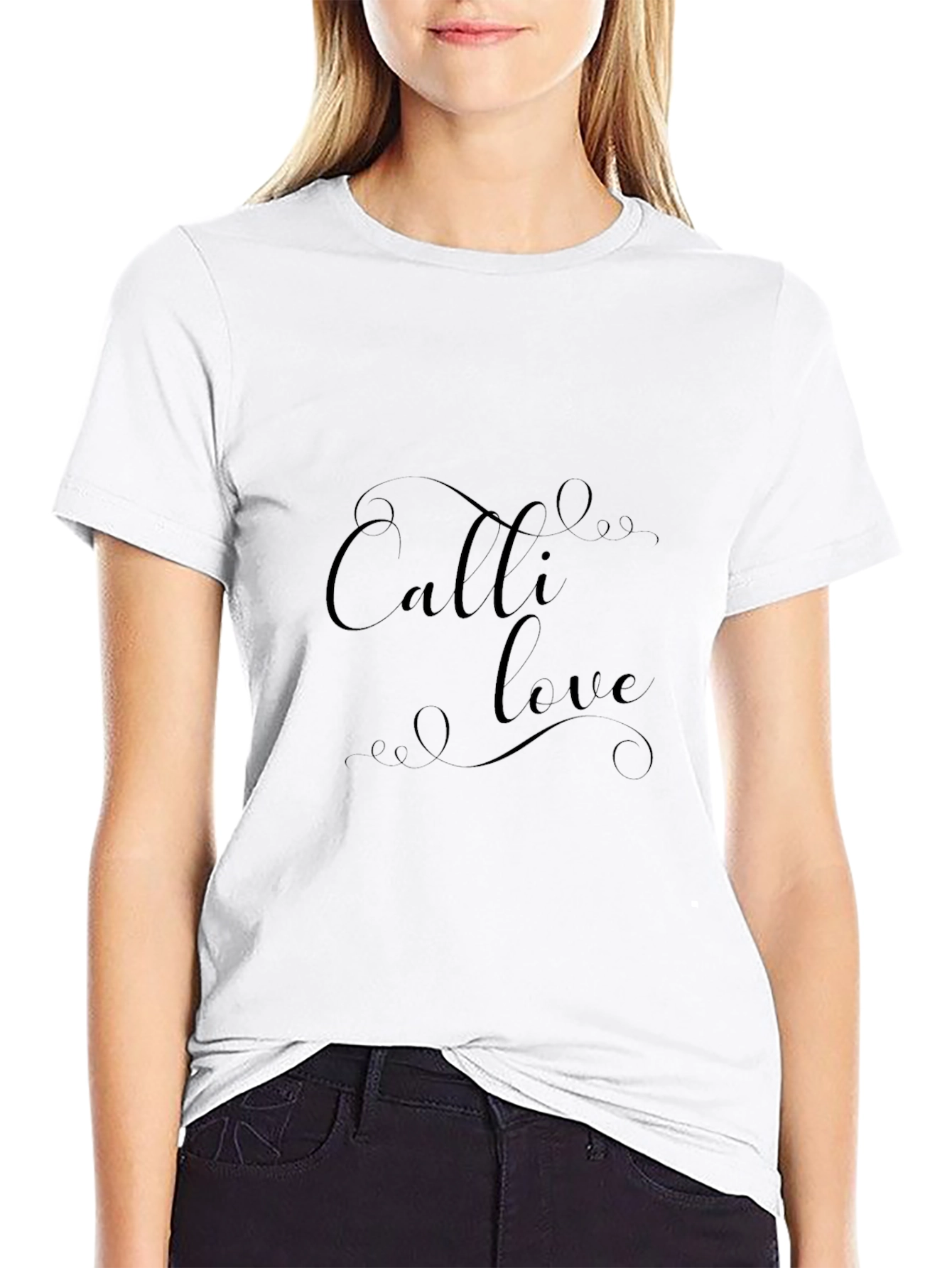 Elegant Calli Love Black T-Shirt