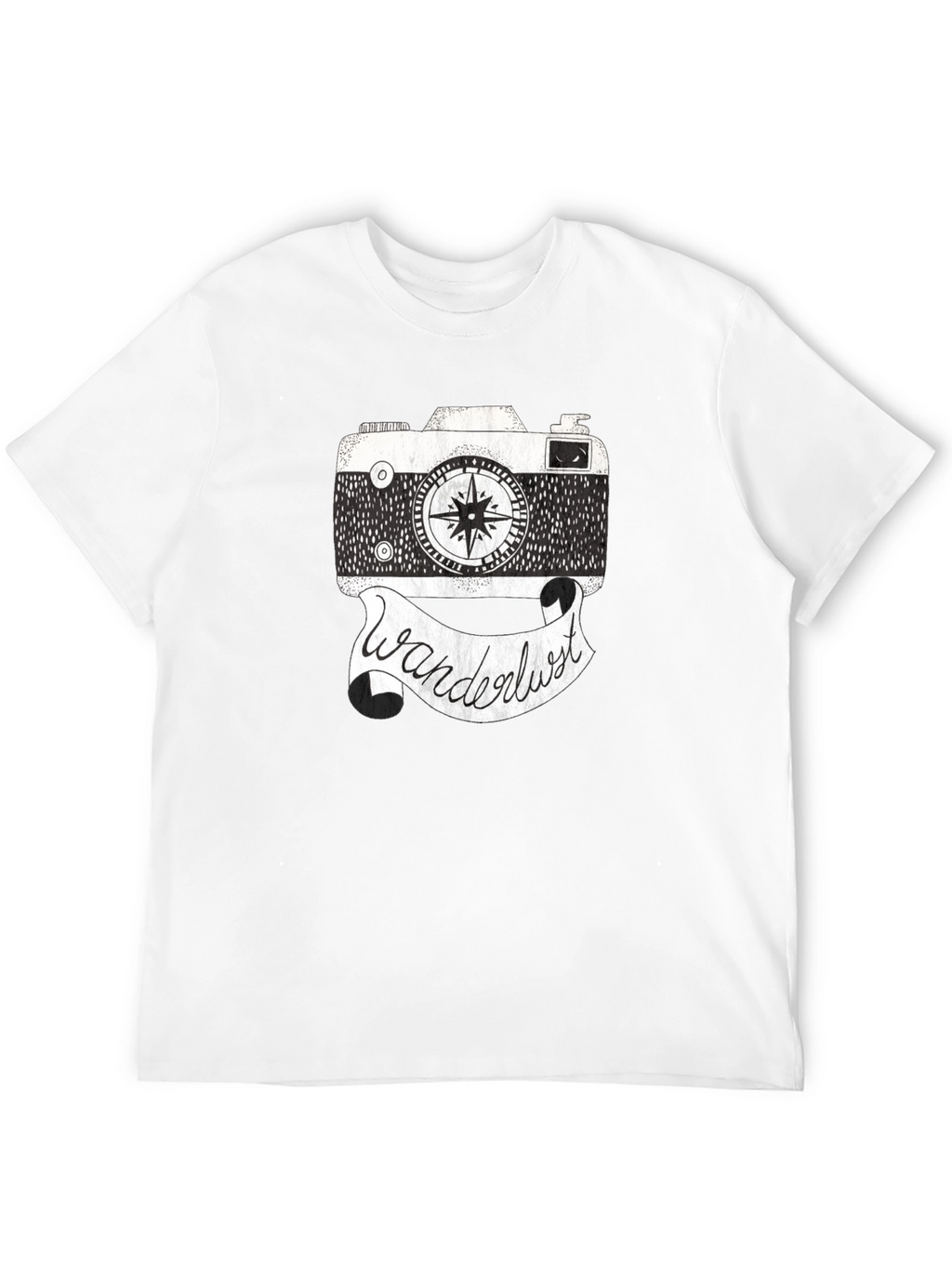 Wanderlust Camera Graphic Tee - Black Cotton Shirt