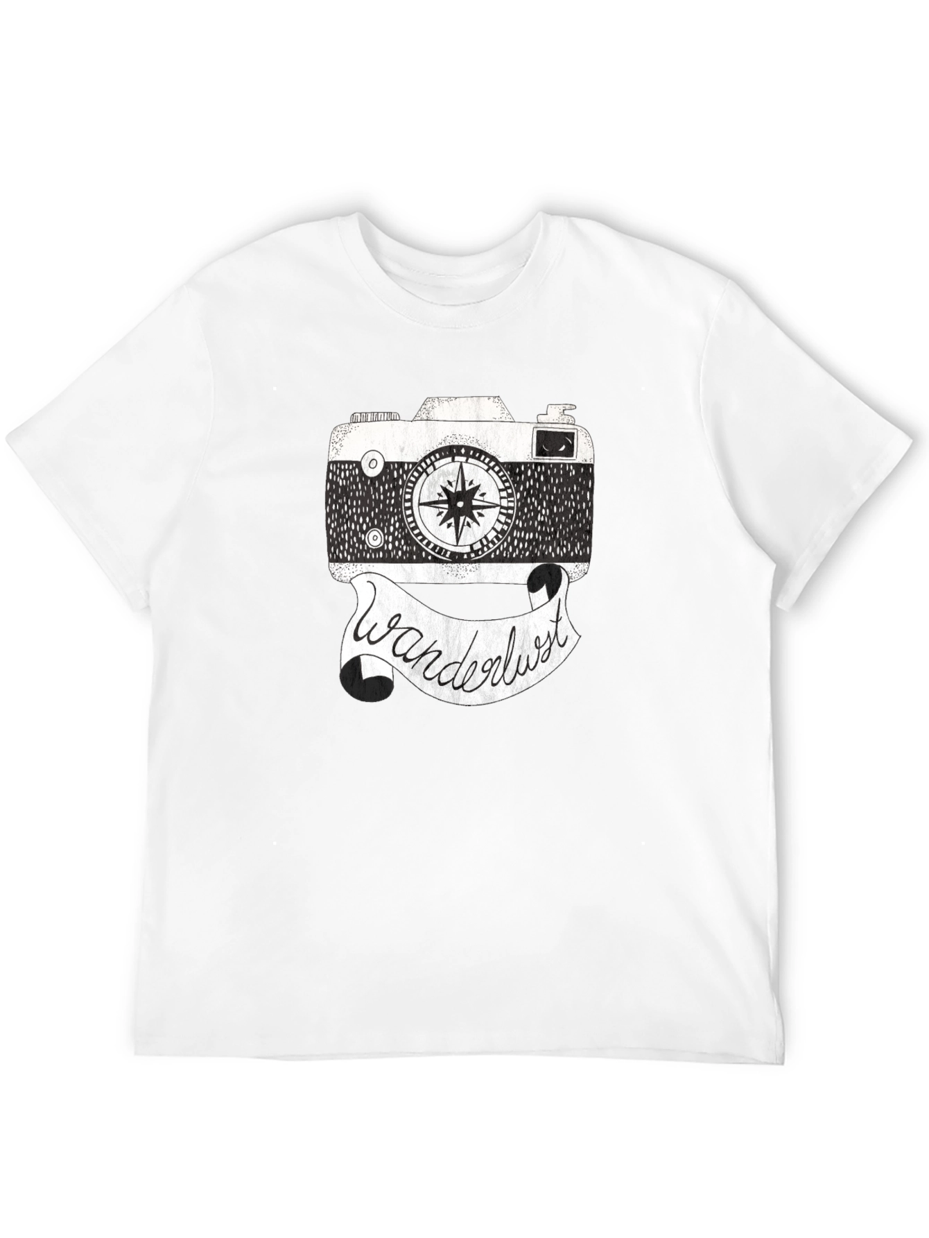 Wanderlust Camera Graphic Tee - Black Cotton Shirt