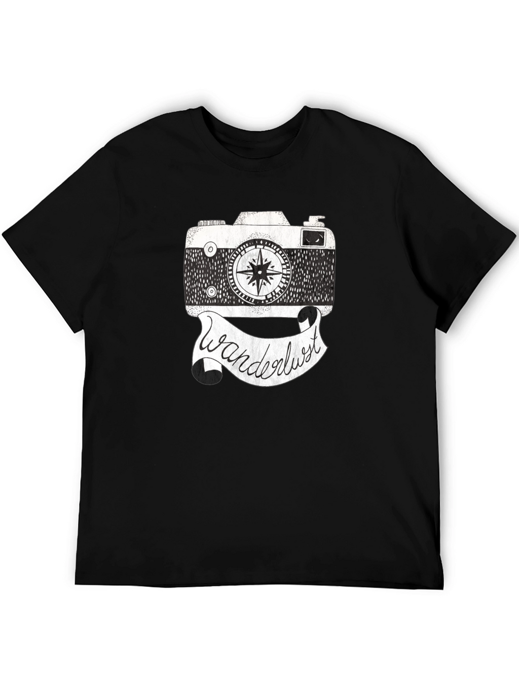 Wanderlust Camera Graphic Tee - Black Cotton Shirt