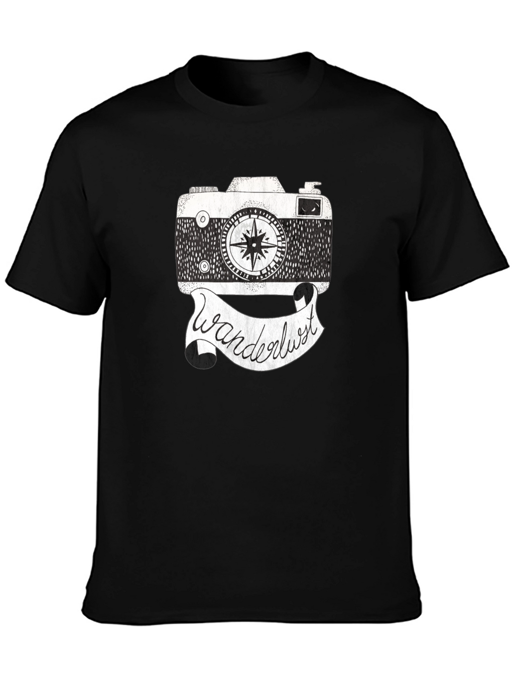 Wanderlust Camera Graphic Tee - Black Cotton Shirt