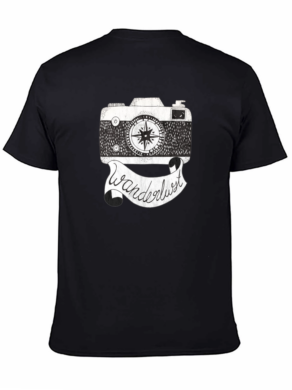 Wanderlust Camera Graphic Tee - Black Cotton Shirt