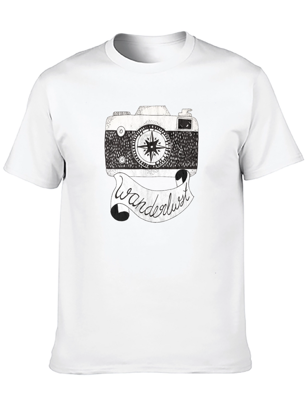Wanderlust Camera Graphic Tee - Black Cotton Shirt